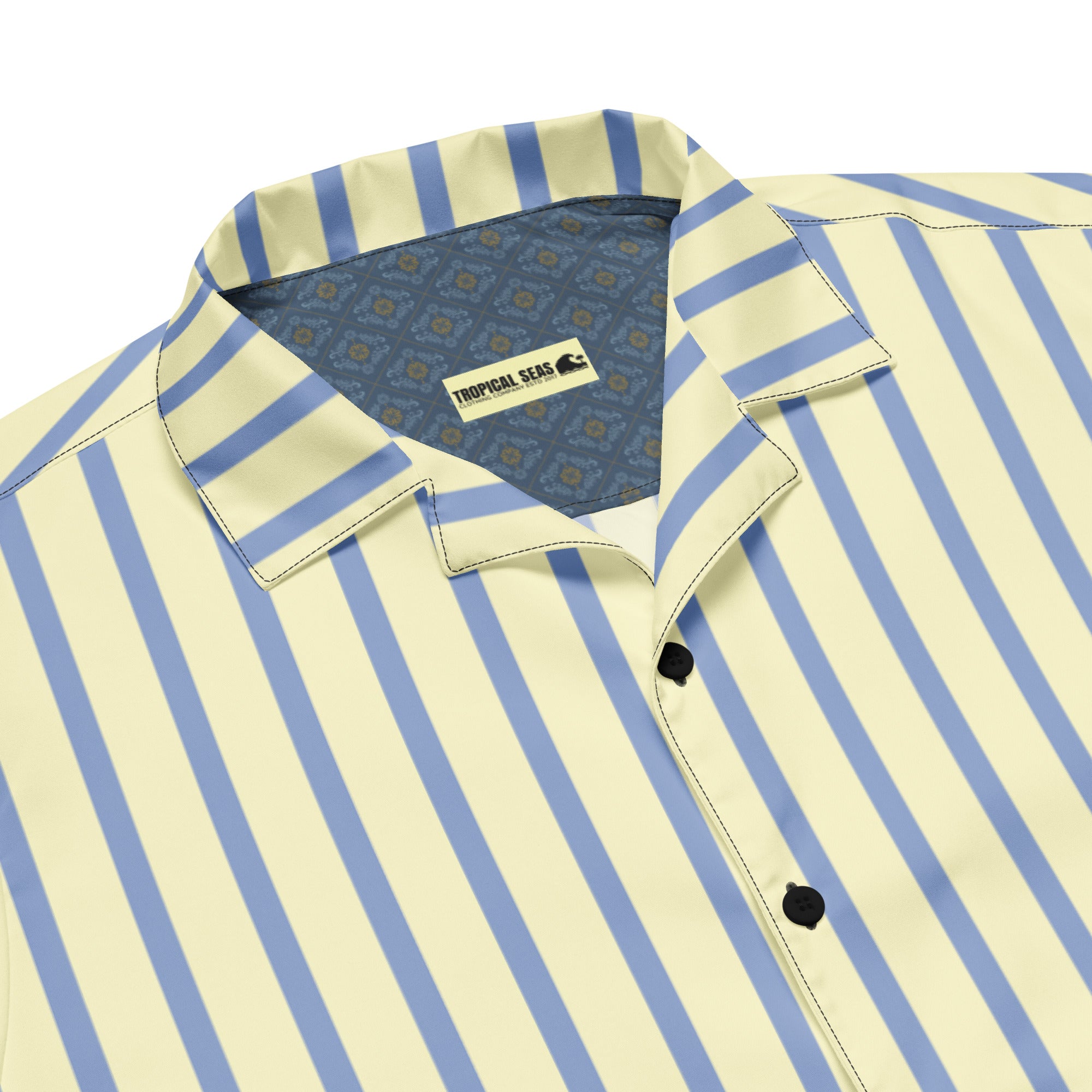 Mellow Yellow an Marlin Blue Striped Button-Down Camp Shirt