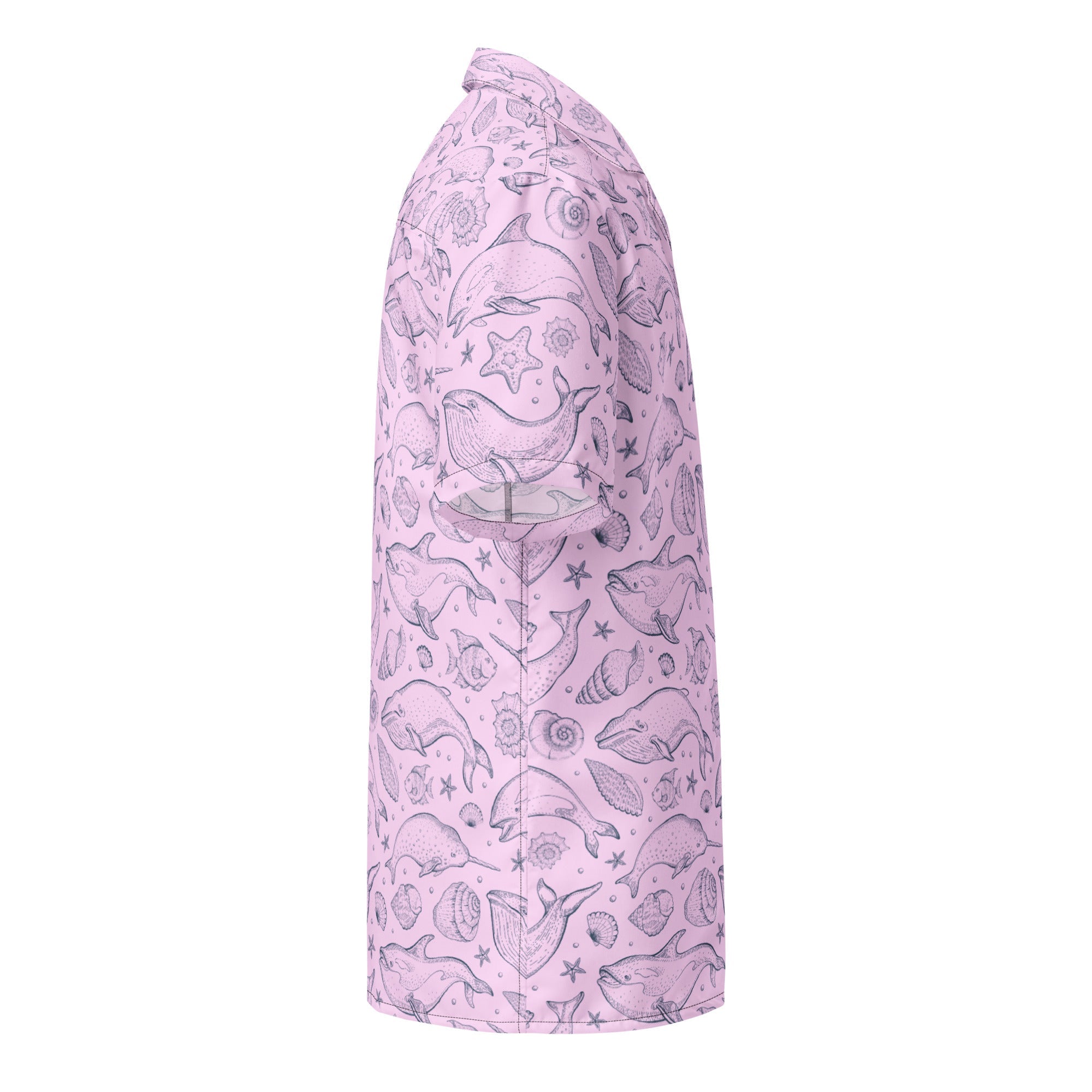 Pink Whale Pod Pattern Hawaiian Shirt 