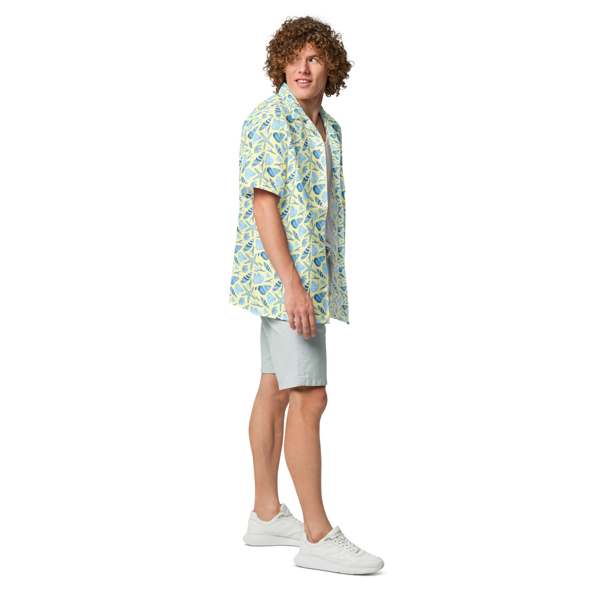 Sunny Shell Button Down Hawaiian Shirt