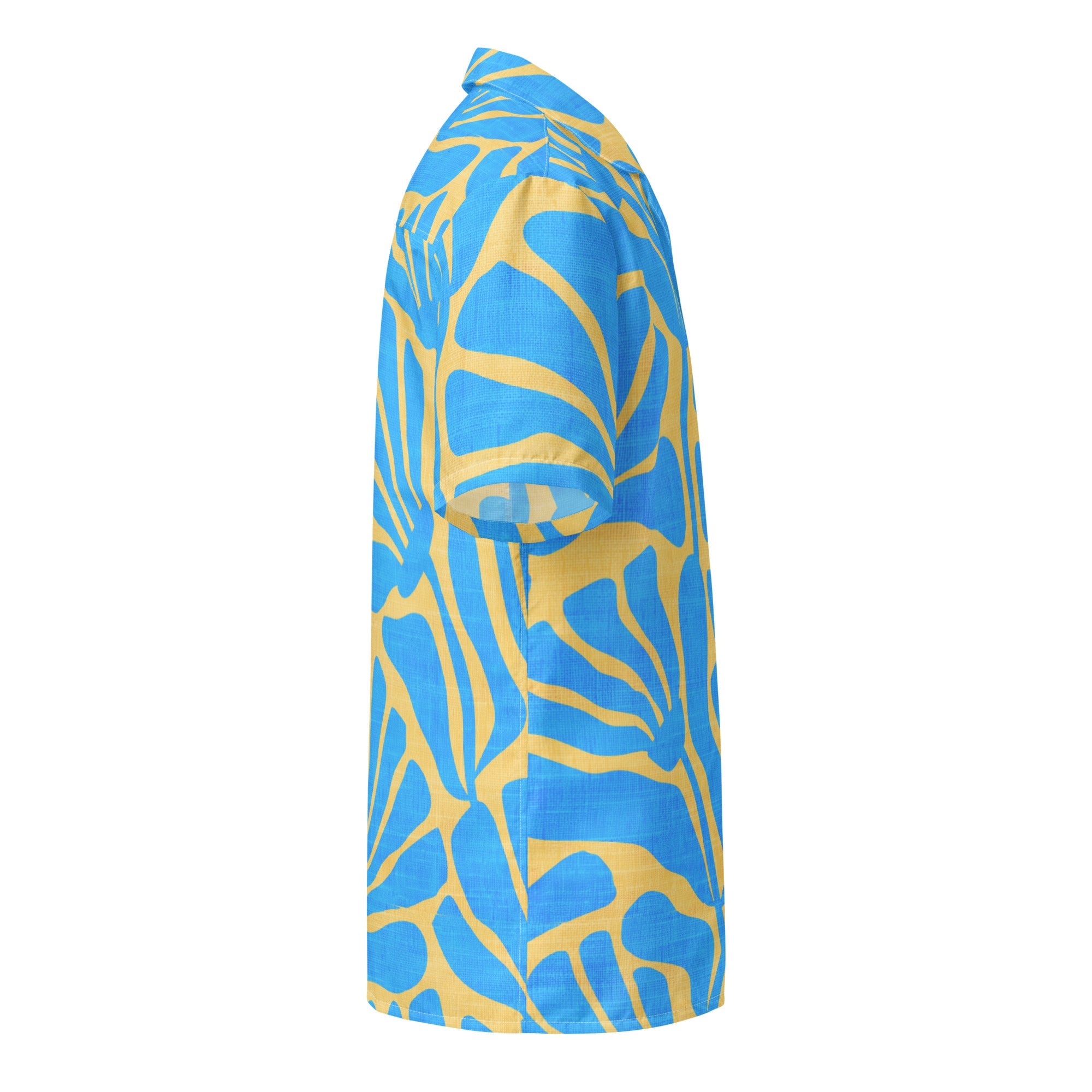 Men's Blue and Gold Ancient Floral Hawaiian Shirt