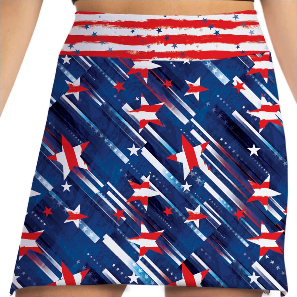 Skirt with American flag pattern on a white background