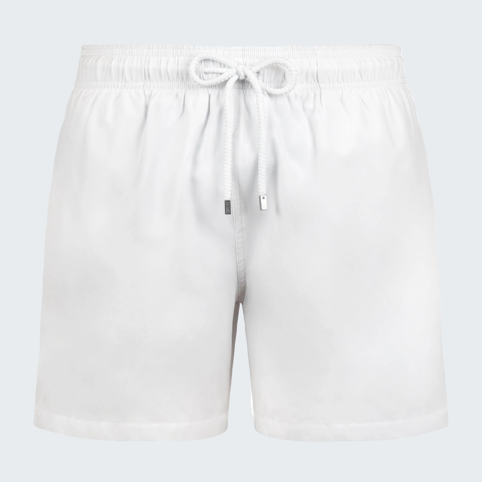 White shorts with a drawstring on a white background