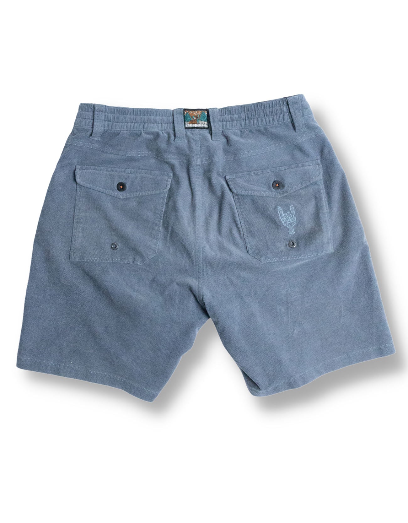 Blue shorts with two pockets on a white background