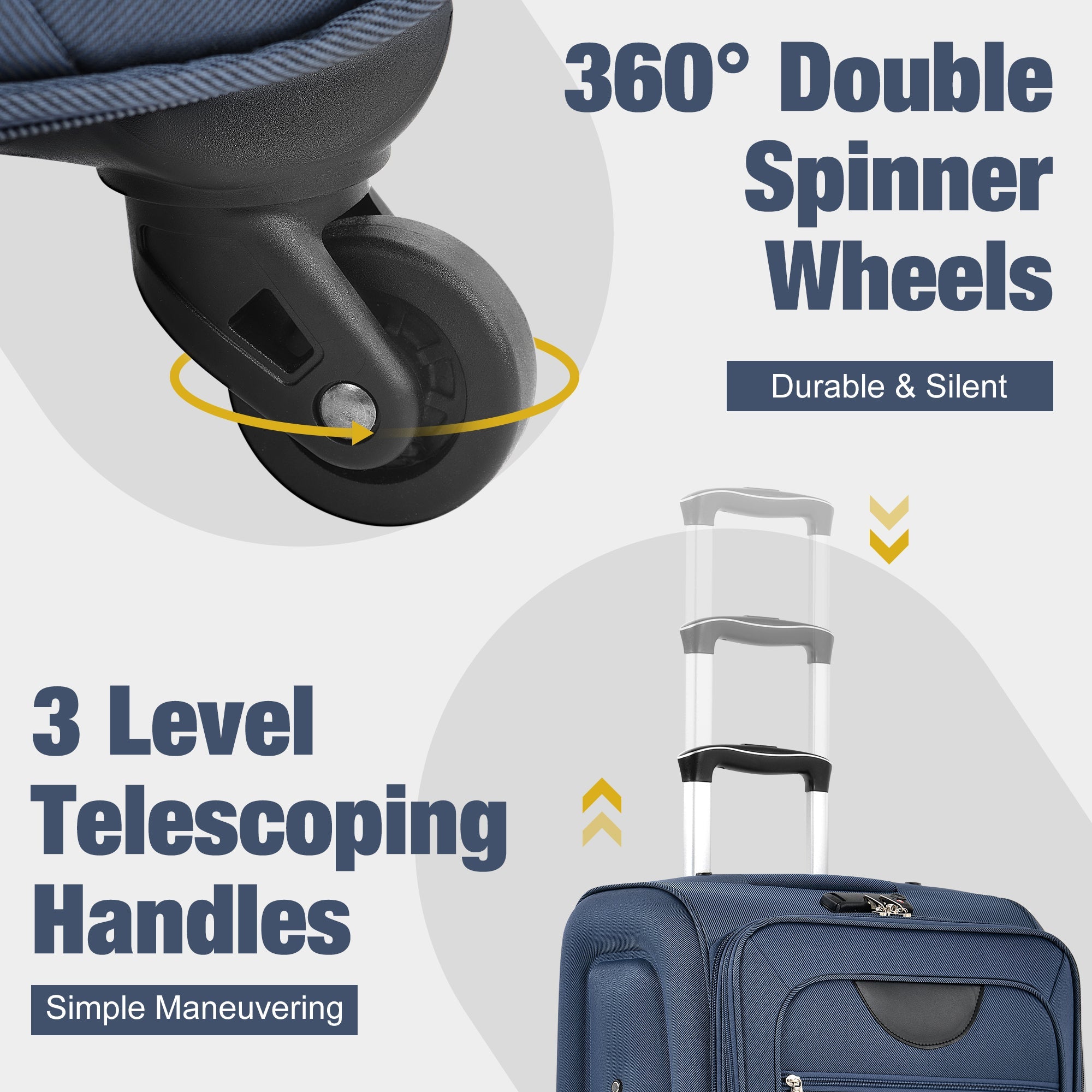 Navy Softside Luggage Expandable Three Piece Set