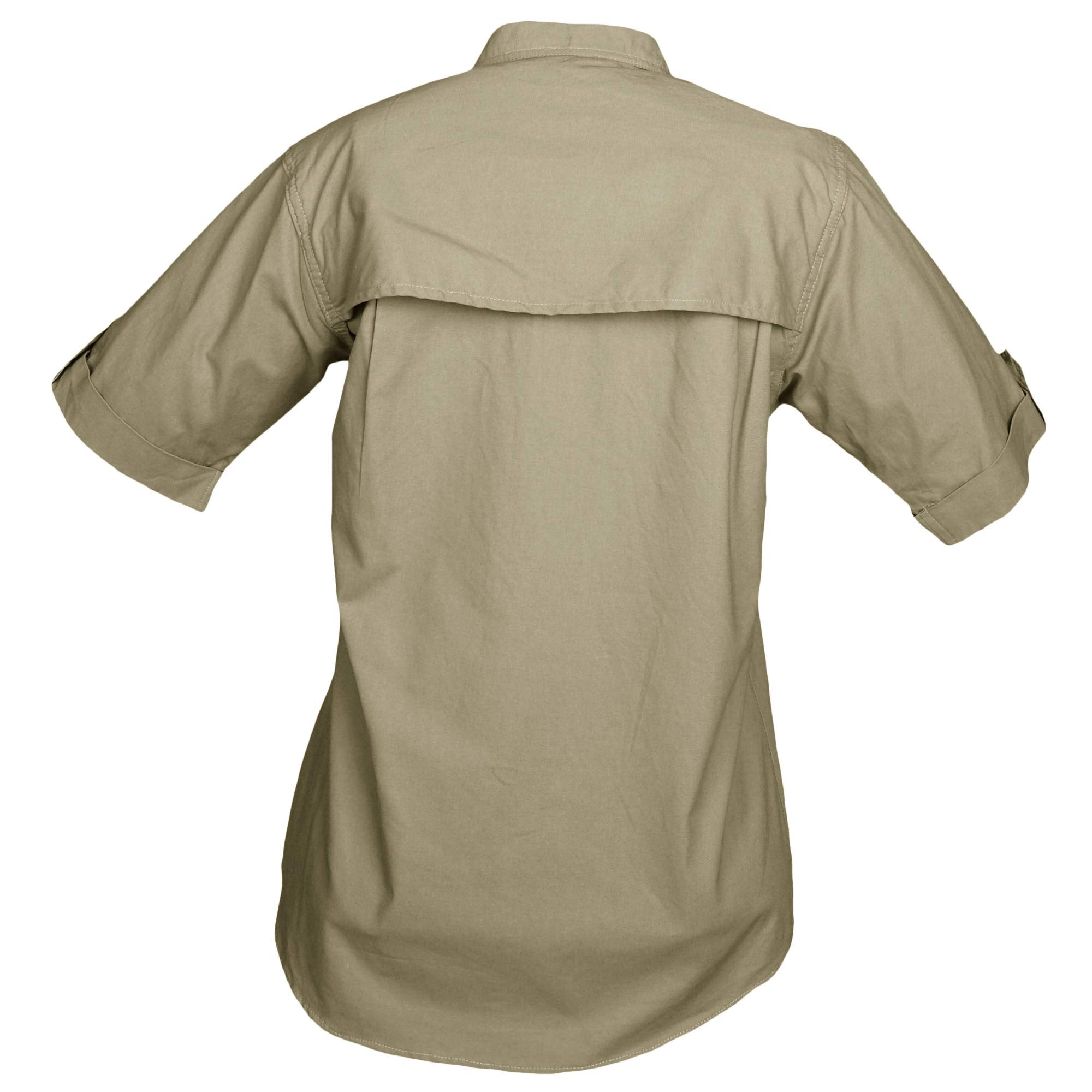 Beige short-sleeve shirt on a white background