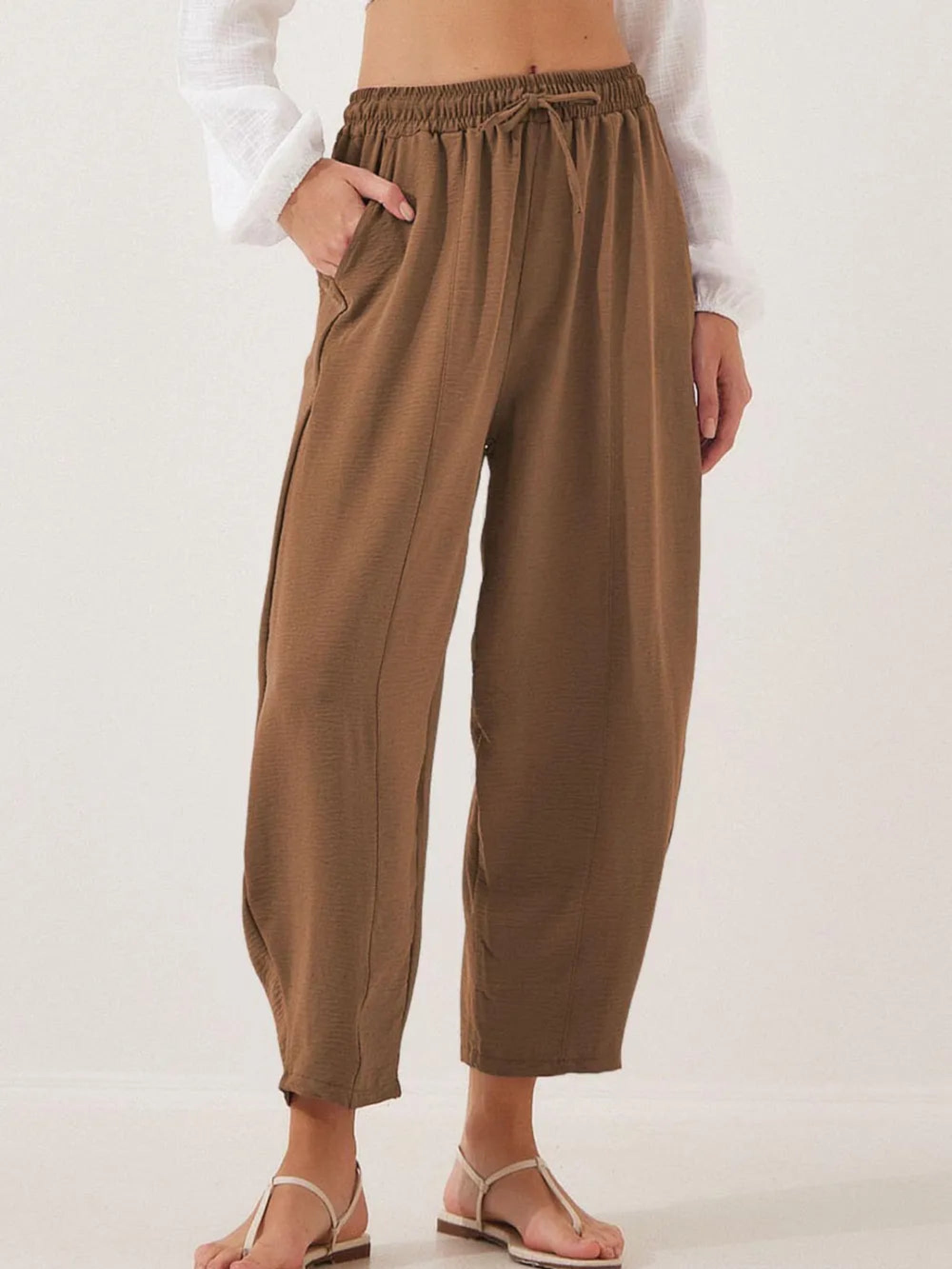 Full Size Drawstring Cropped Jogger Pants Plus Size