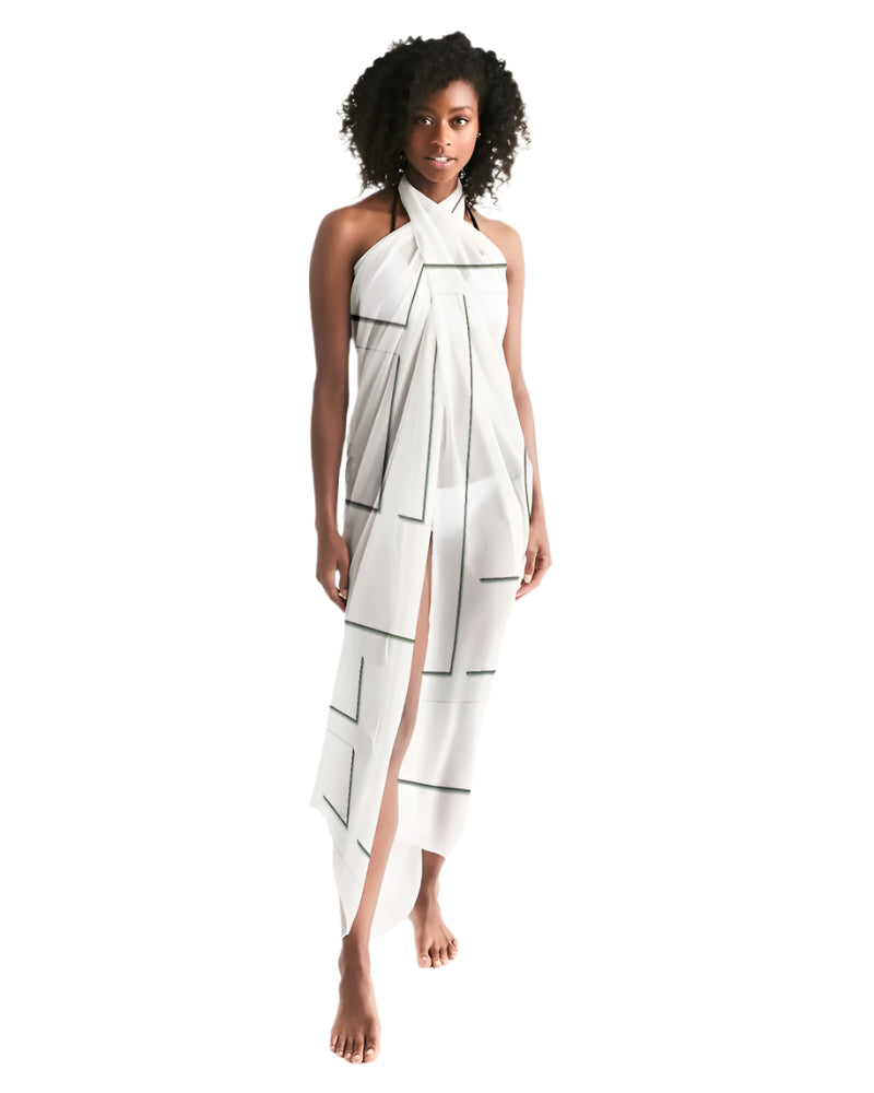 Geometric White and Gray Sarong