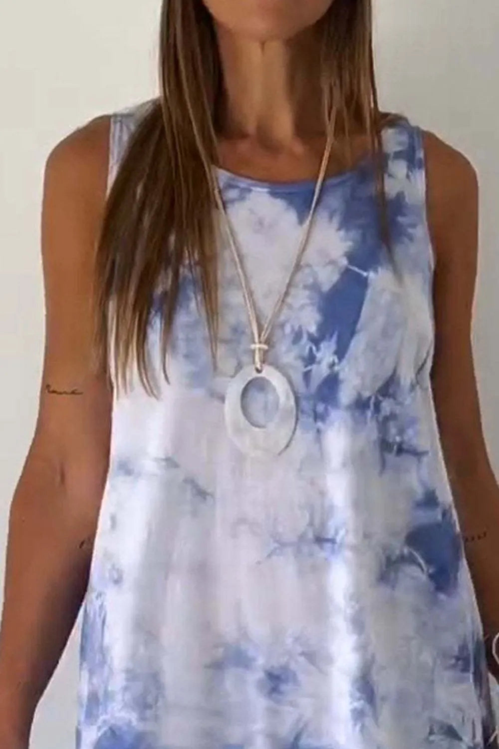 Full Size Tie-Dye Sleeveless Mini Tank Dress