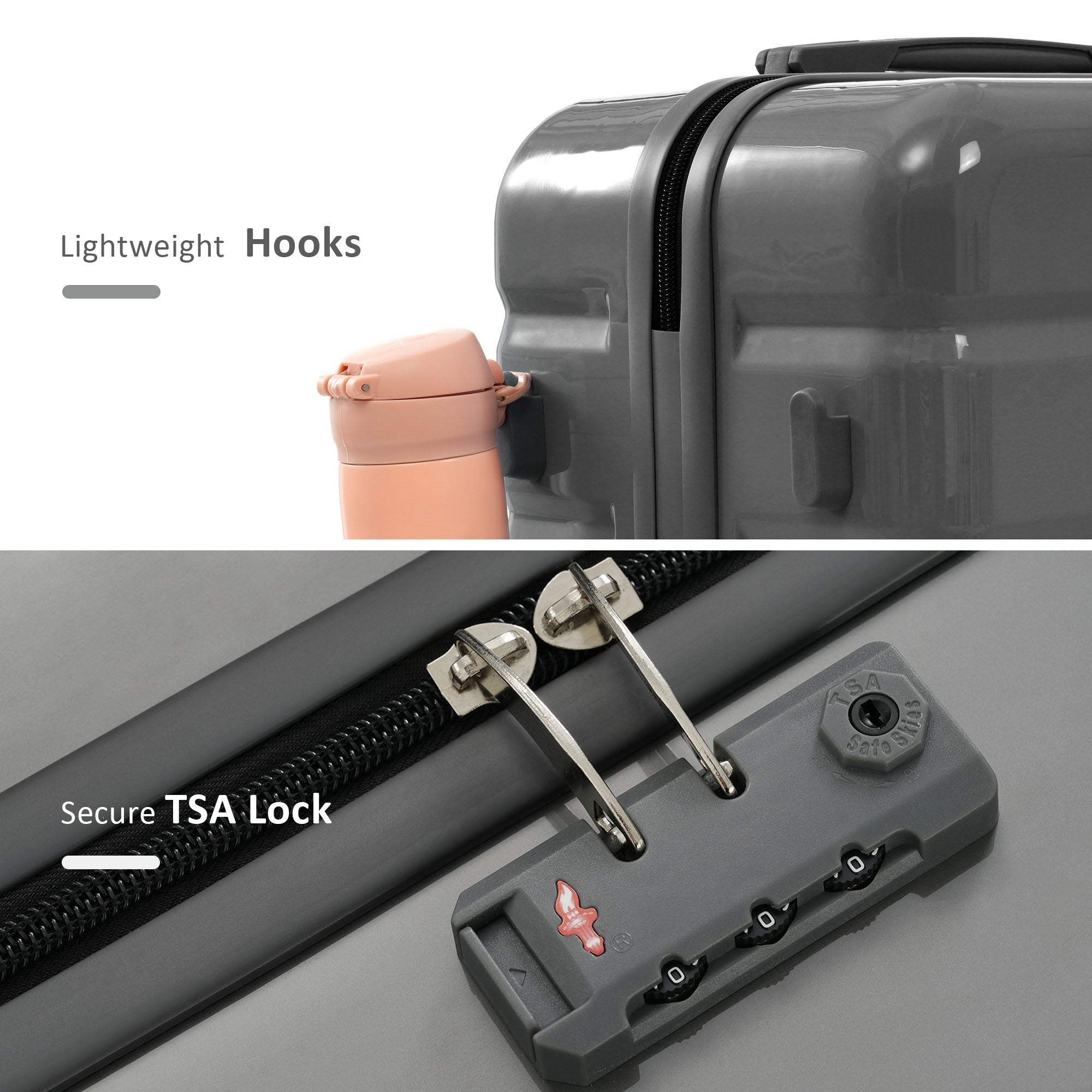 Gray Five Piece Luggage Set with Expandable Duffel Bag & Foldable Backpack
