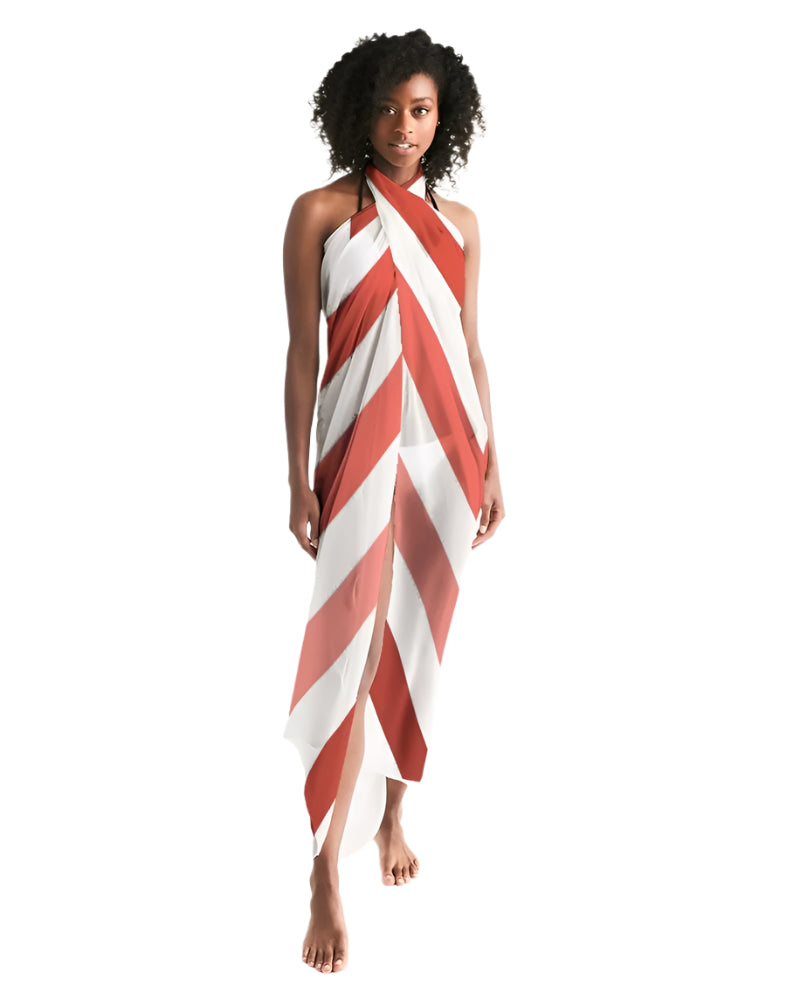 Sheer Herringbone Red Swimsuit Cover Up