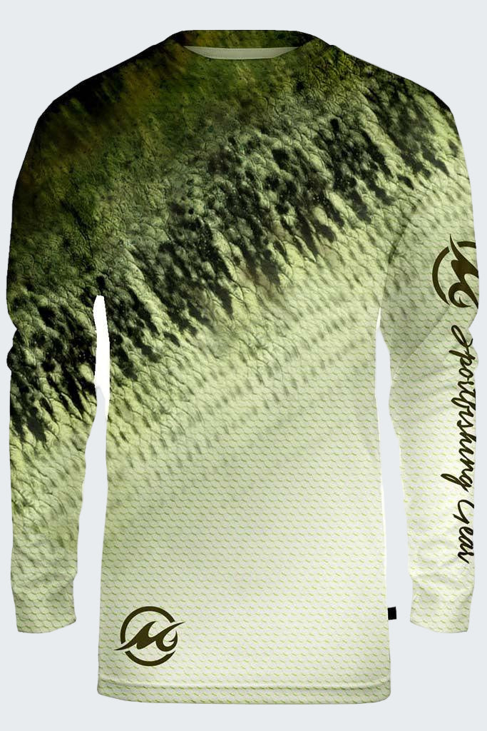 Long-sleeve shirt with a gradient design and brand logo on a white background