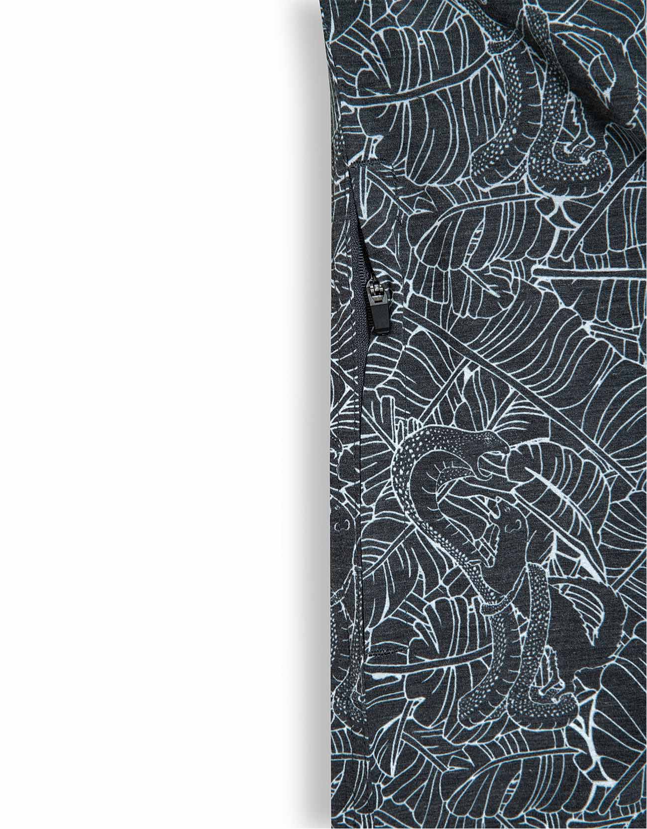 Tie with black and white leaf pattern on a white background