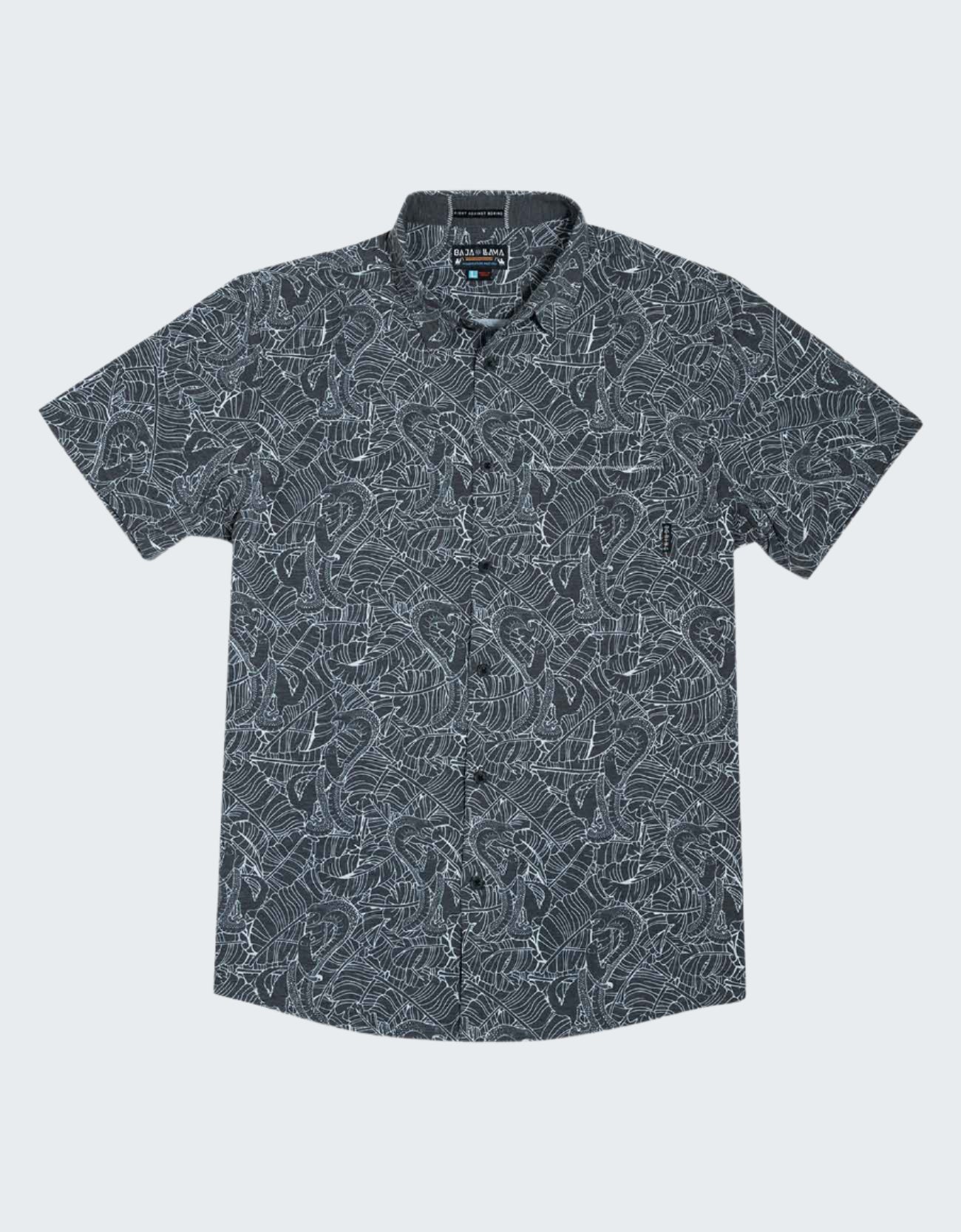 Short-sleeve shirt with a pattern on a white background