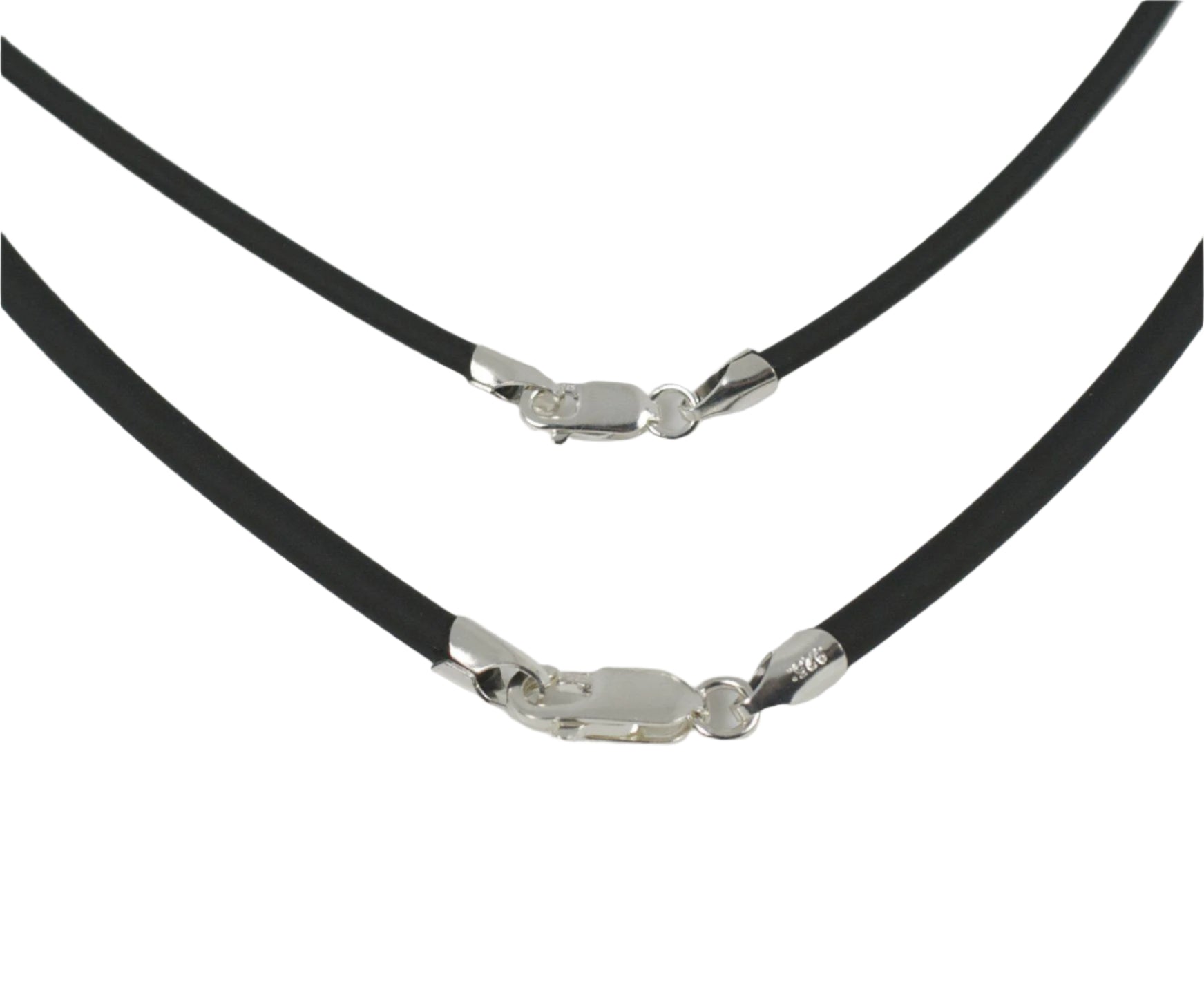 Black Neoprene Cord with Silver Clasp Necklace