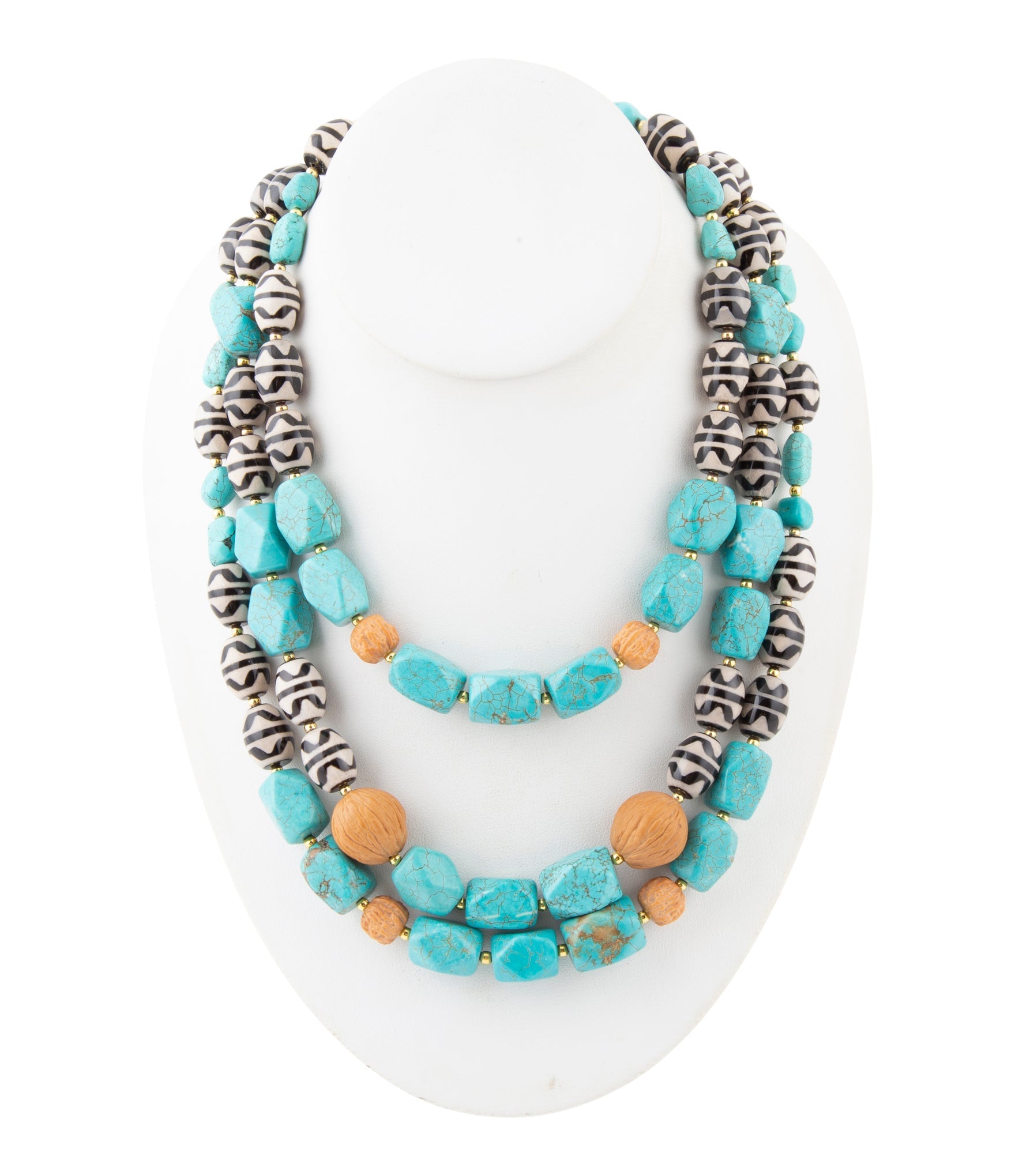 Barse Jewelry - Tulum Blue Magnesite Golden Statement Necklace