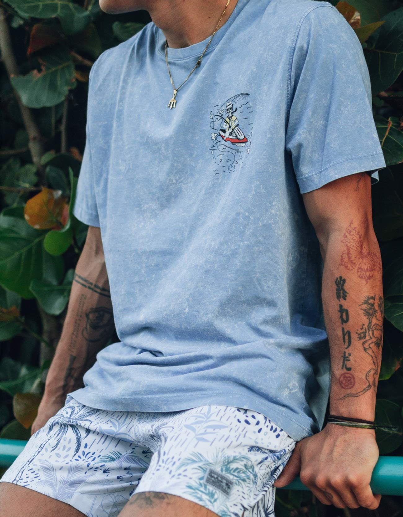 White Lobster Acid Wash Tee