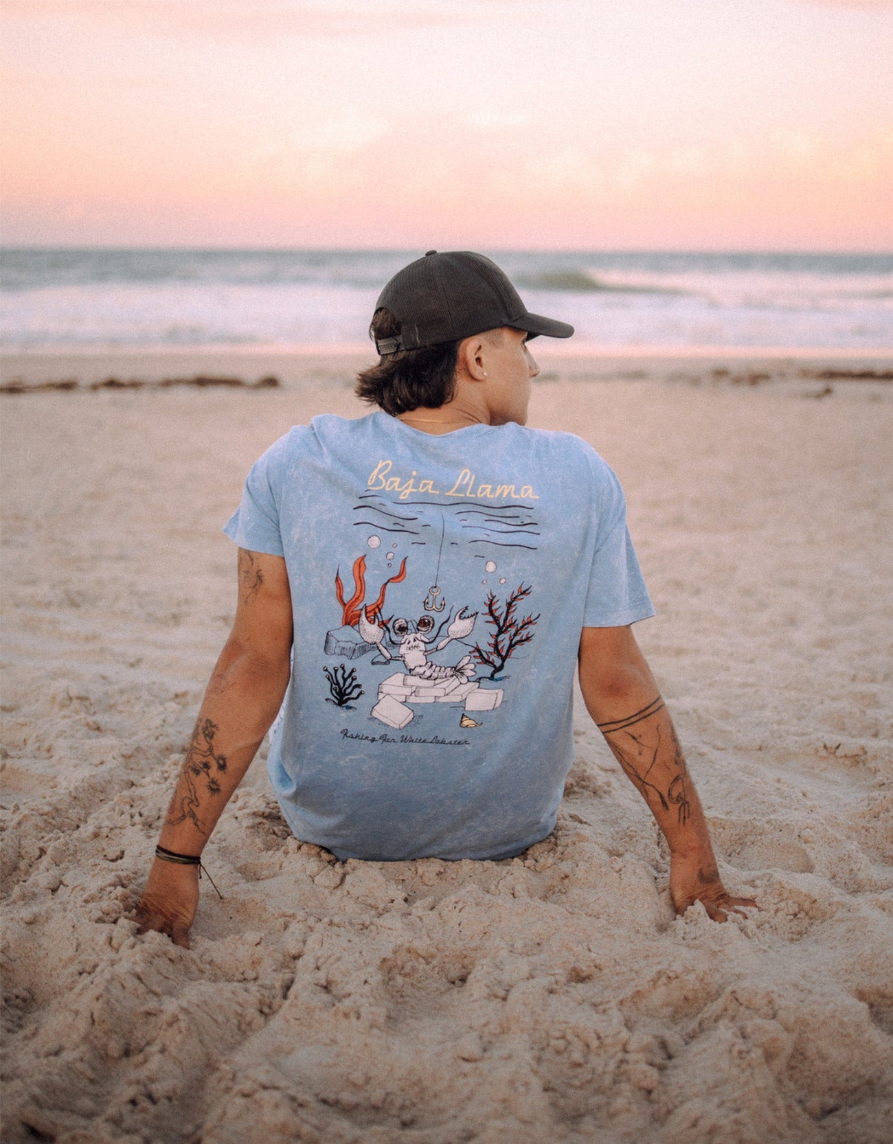 White Lobster Acid Wash Tee