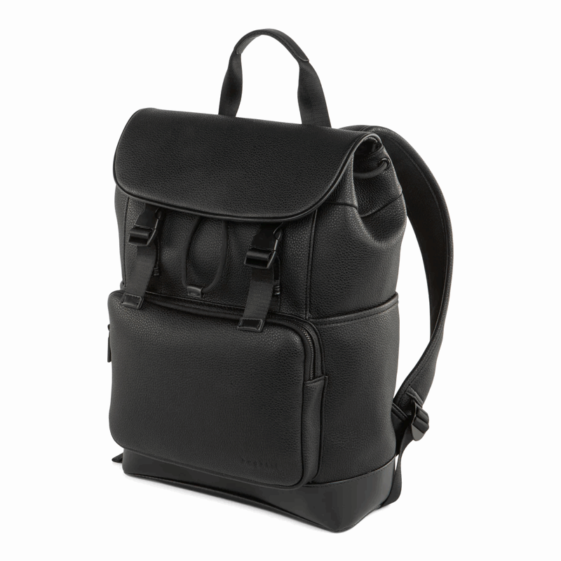 Black backpack on a white background