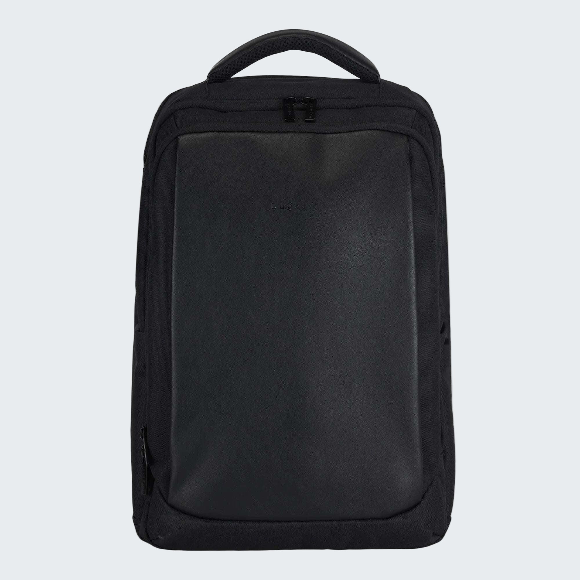 Black backpack on a white background