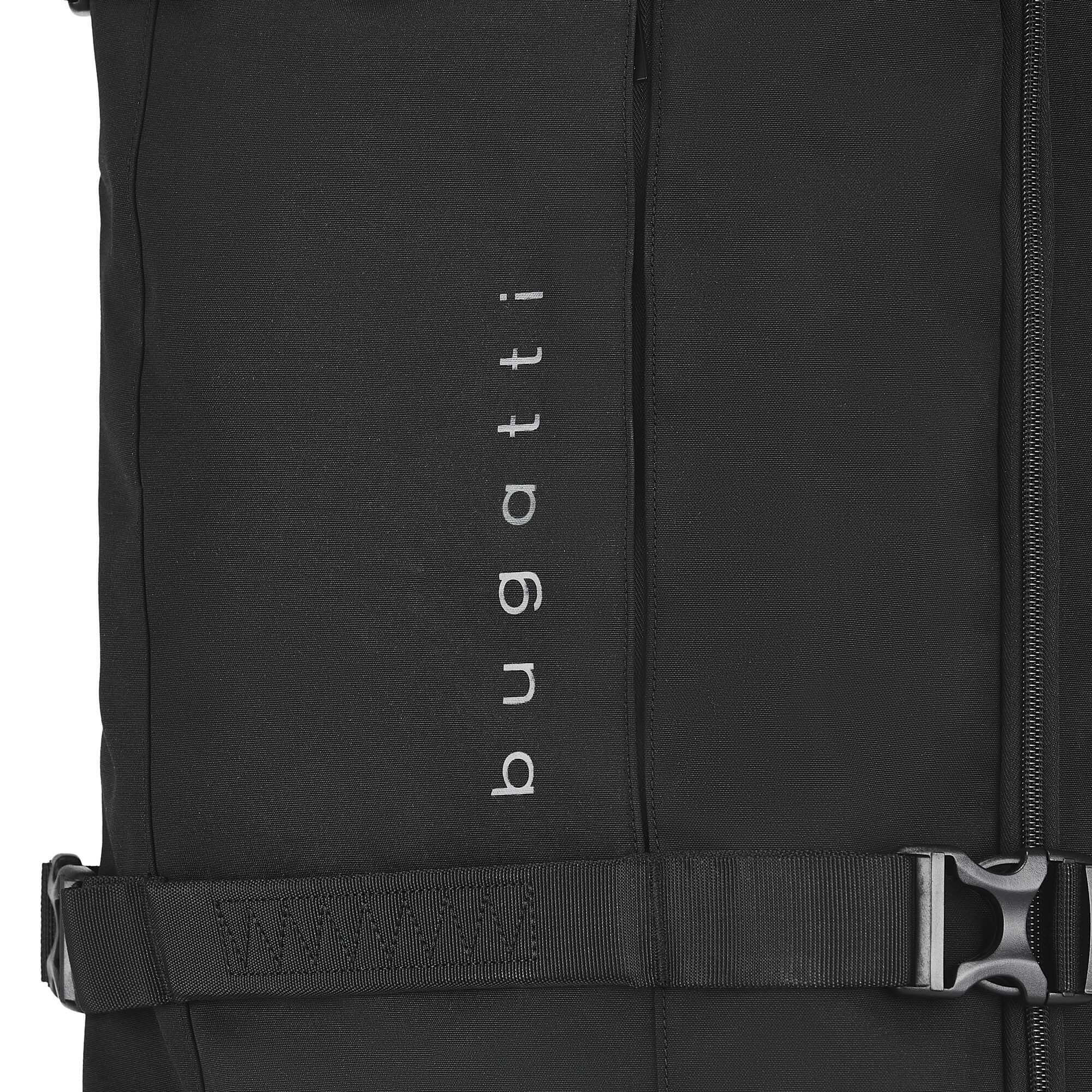 Black bag with 'bugatti' branding on a white background