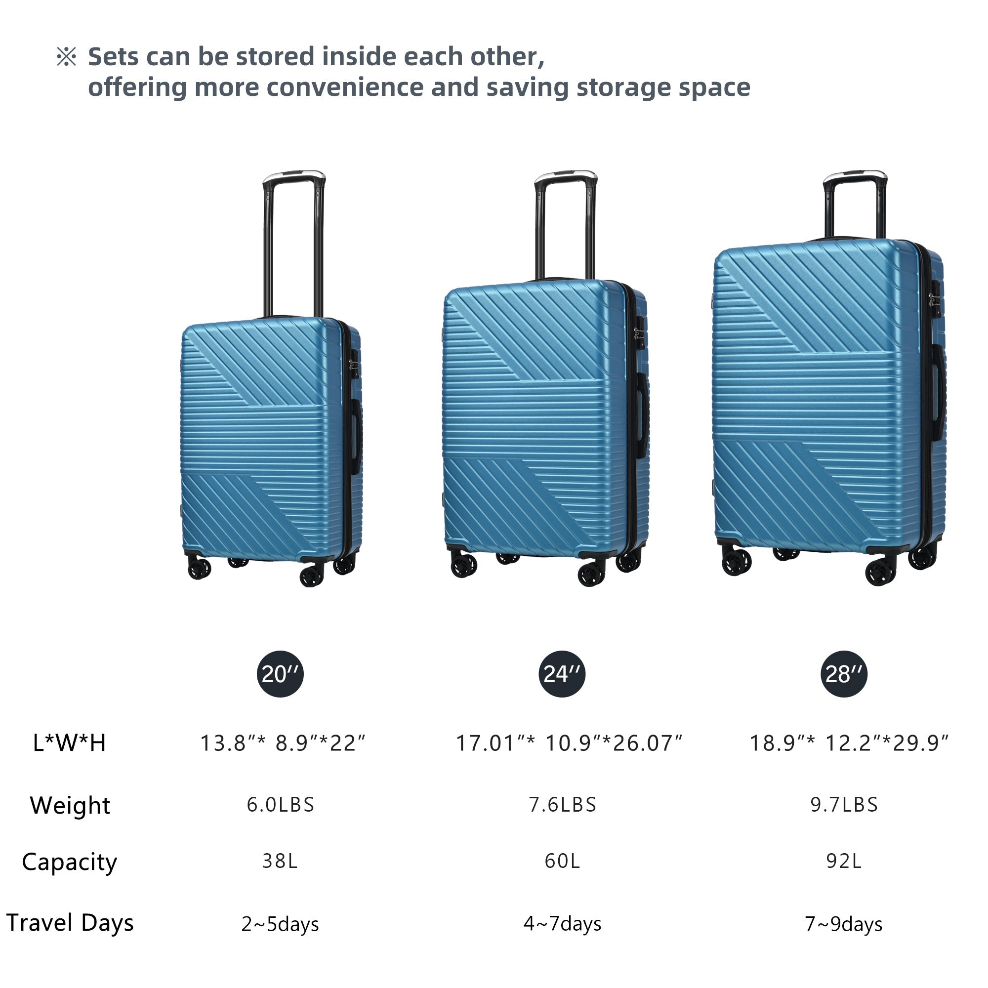 Three Piece Double Spinner with TSA Lock 