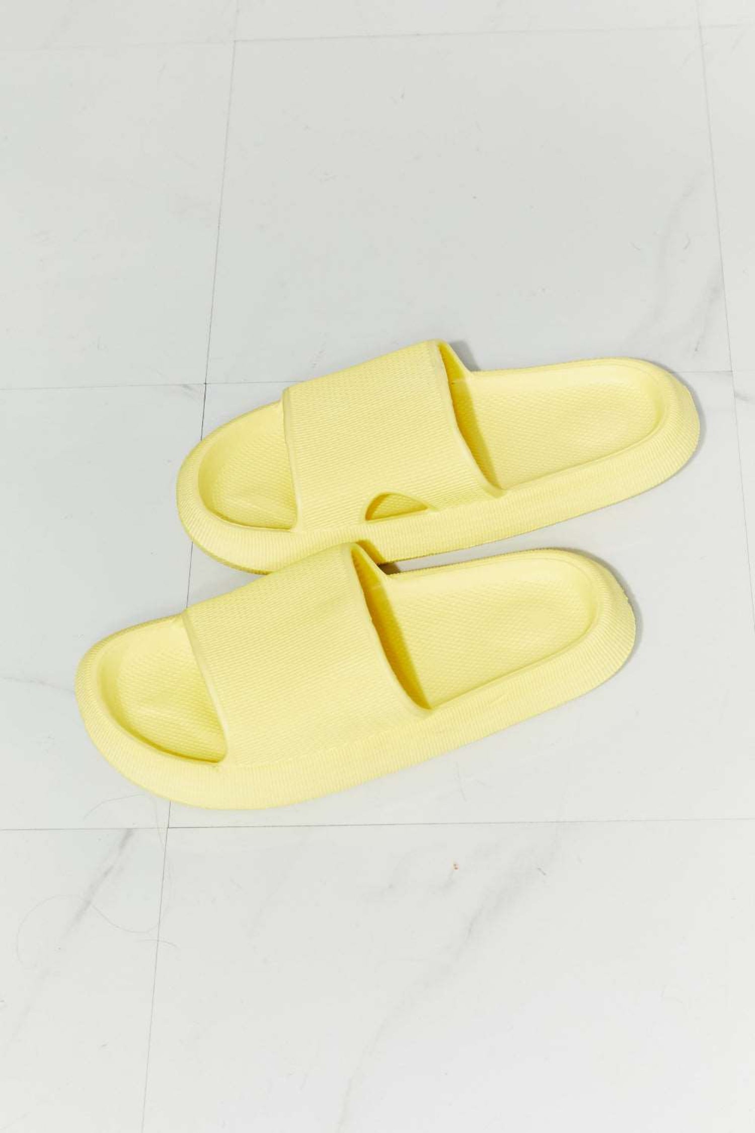 MMShoes Arms Around Me Open Toe Slide in Yellow - Sun of the Beach Boutique