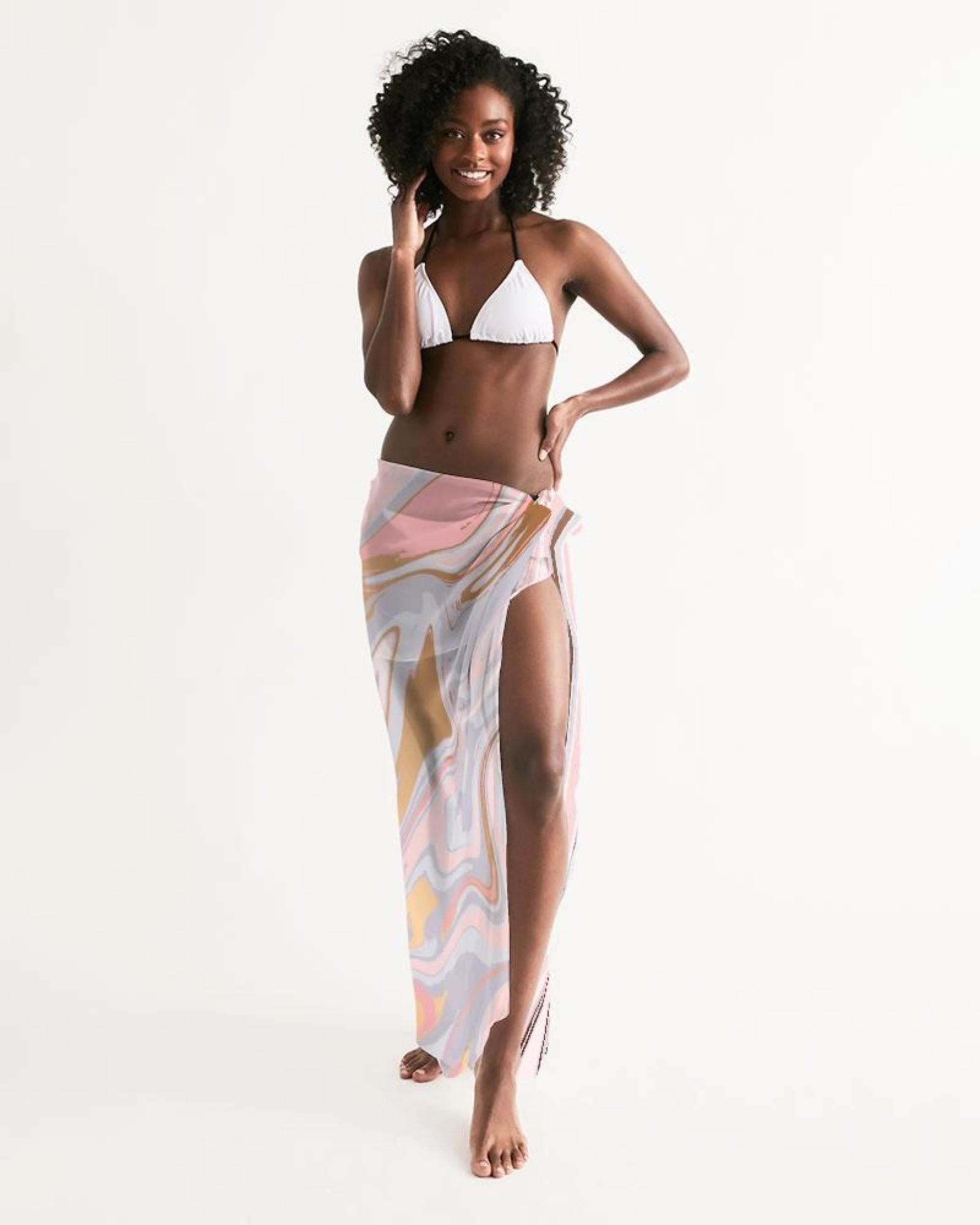 Sheer Love Marble Swimsuit Sarong
