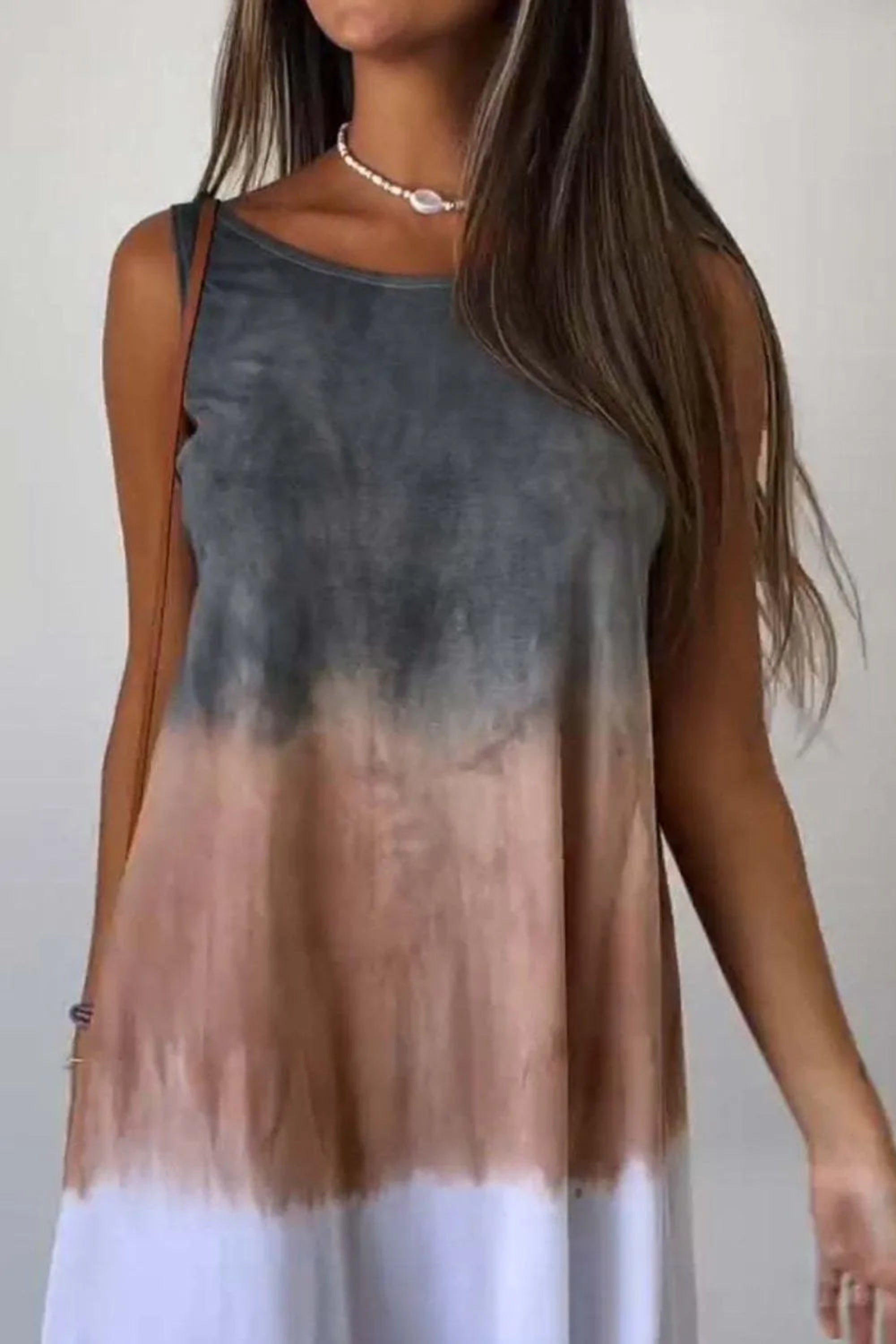 Full Size Tie-Dye Sleeveless Mini Tank Dress
