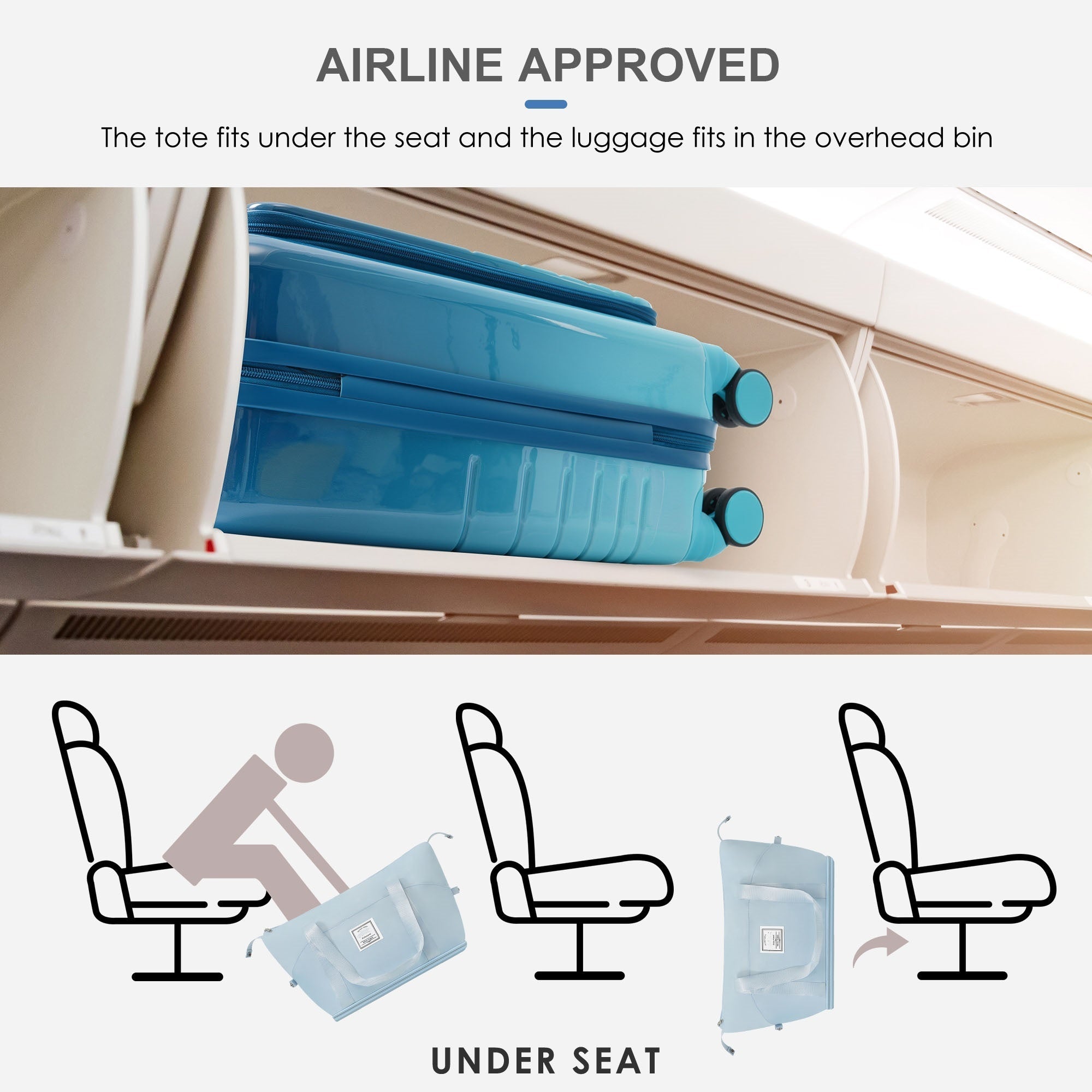 Blue Set of Four with USB Port with Open Front and Travel Bag
