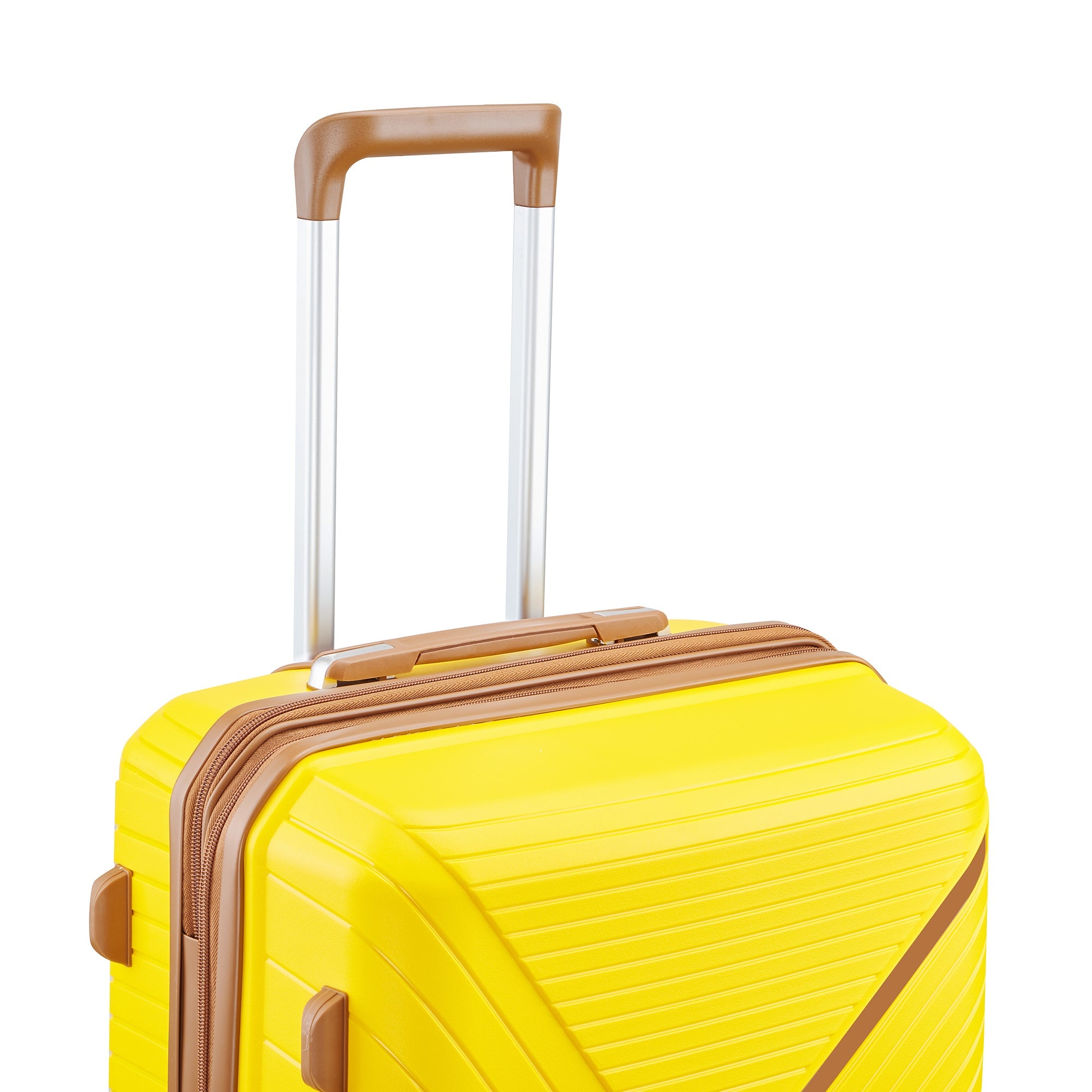 Four Piece Yellow Expandable Lightweight Suitcase with Four Double 360 Degrees Mute Spinner Wheels