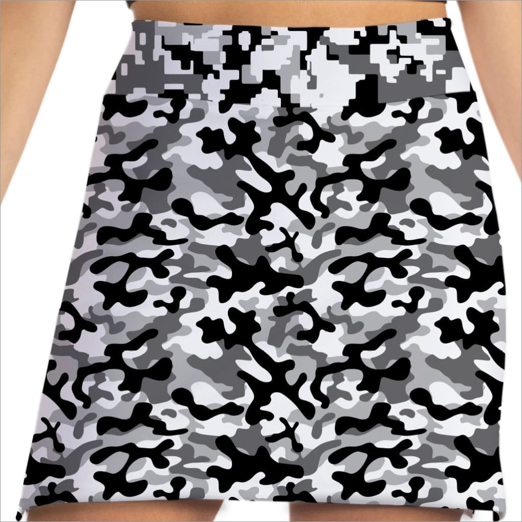 Black, white, and gray camouflage pattern on a white background