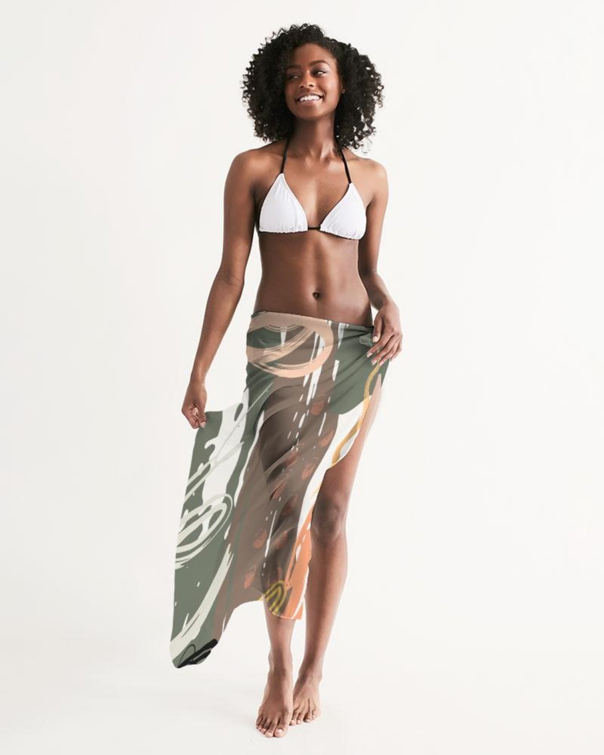 Sheer Circular Multicolor Green Sarong