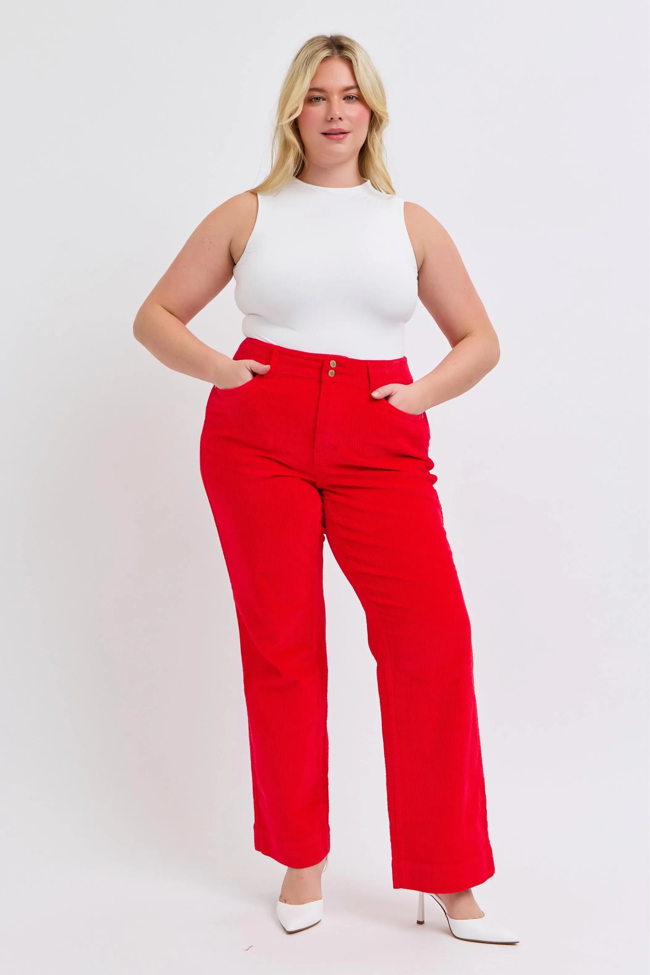 Judy Blue Plus Size High Waist Corduroy Trouser Wide