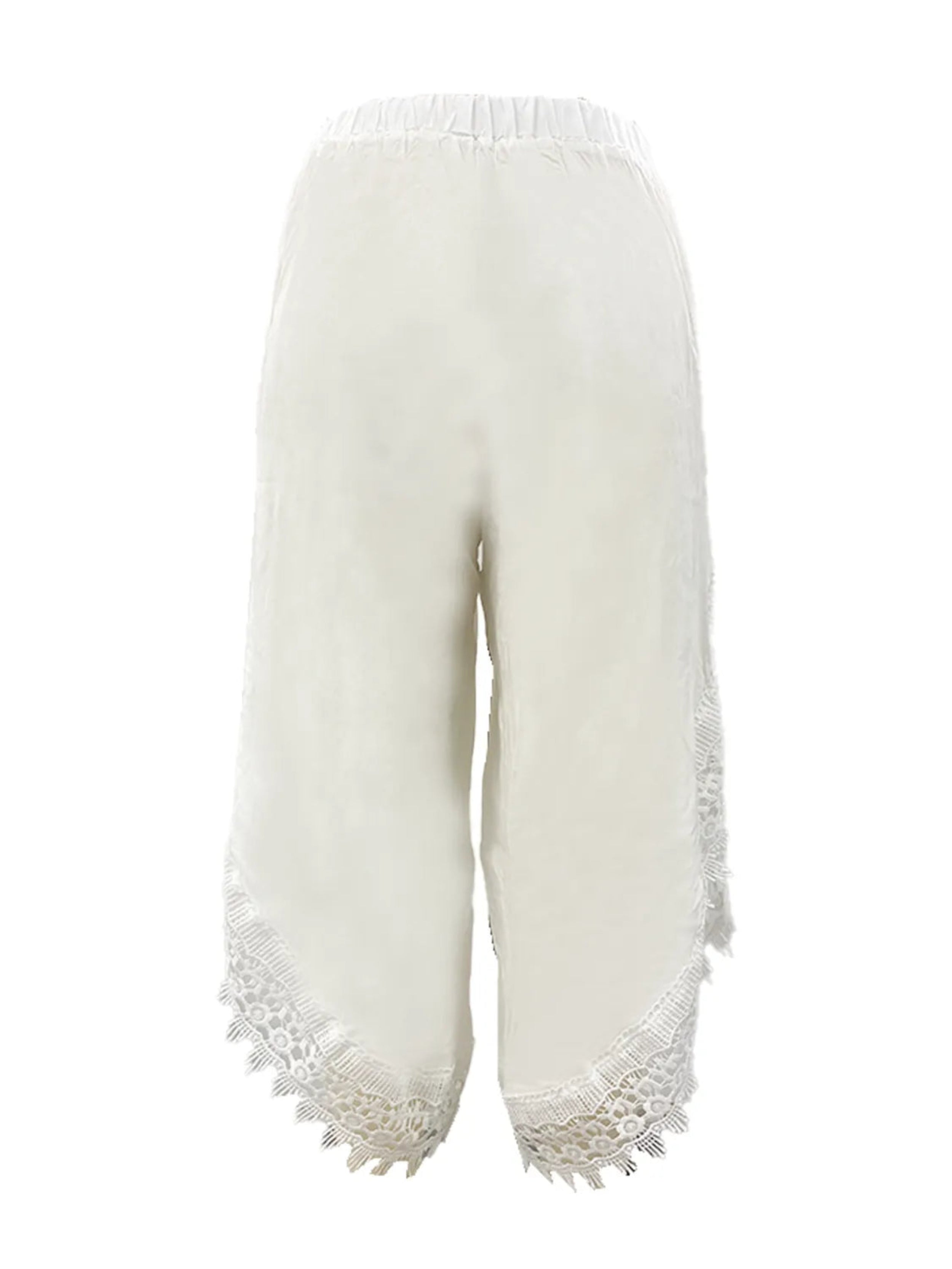Full Size Lace Detail Wide Leg Pants