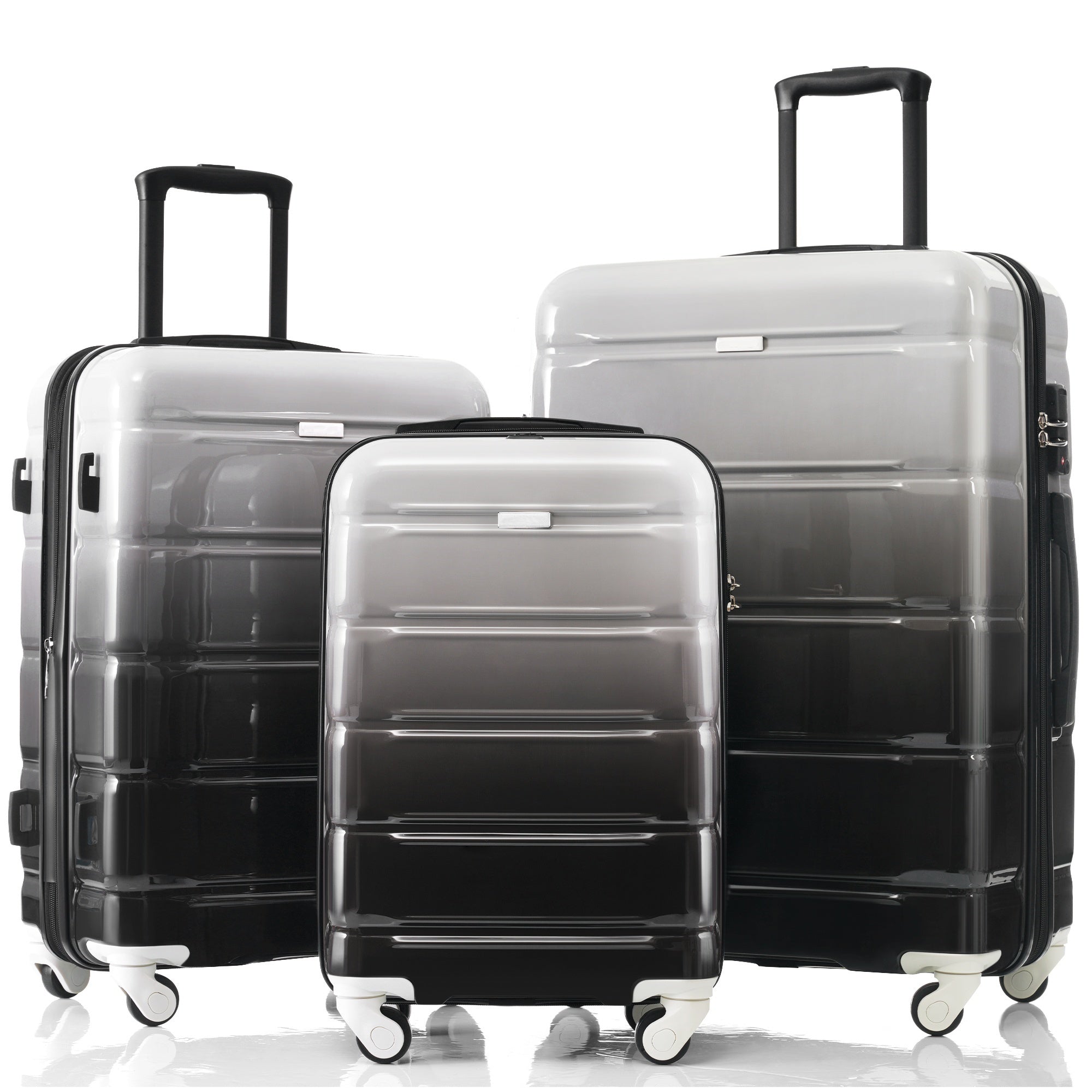 Black Airline Certified Carry-on Luggage with Cup Holder with Hard Shell Luggage with Spinner