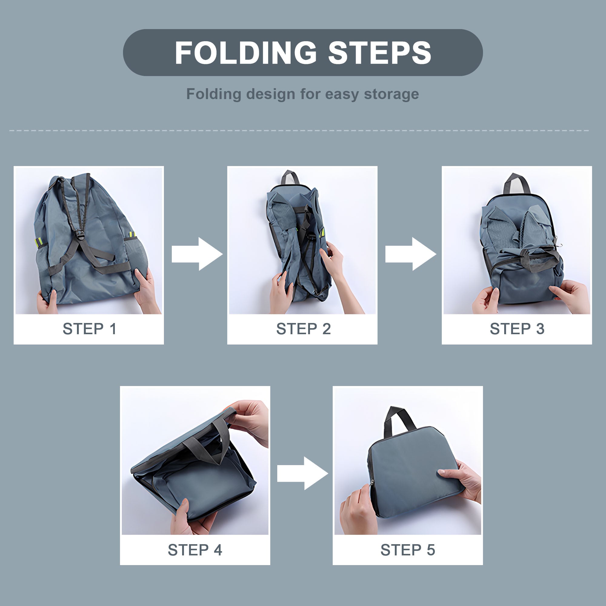 Gray Five Piece Luggage Set with Expandable Duffel Bag & Foldable Backpack