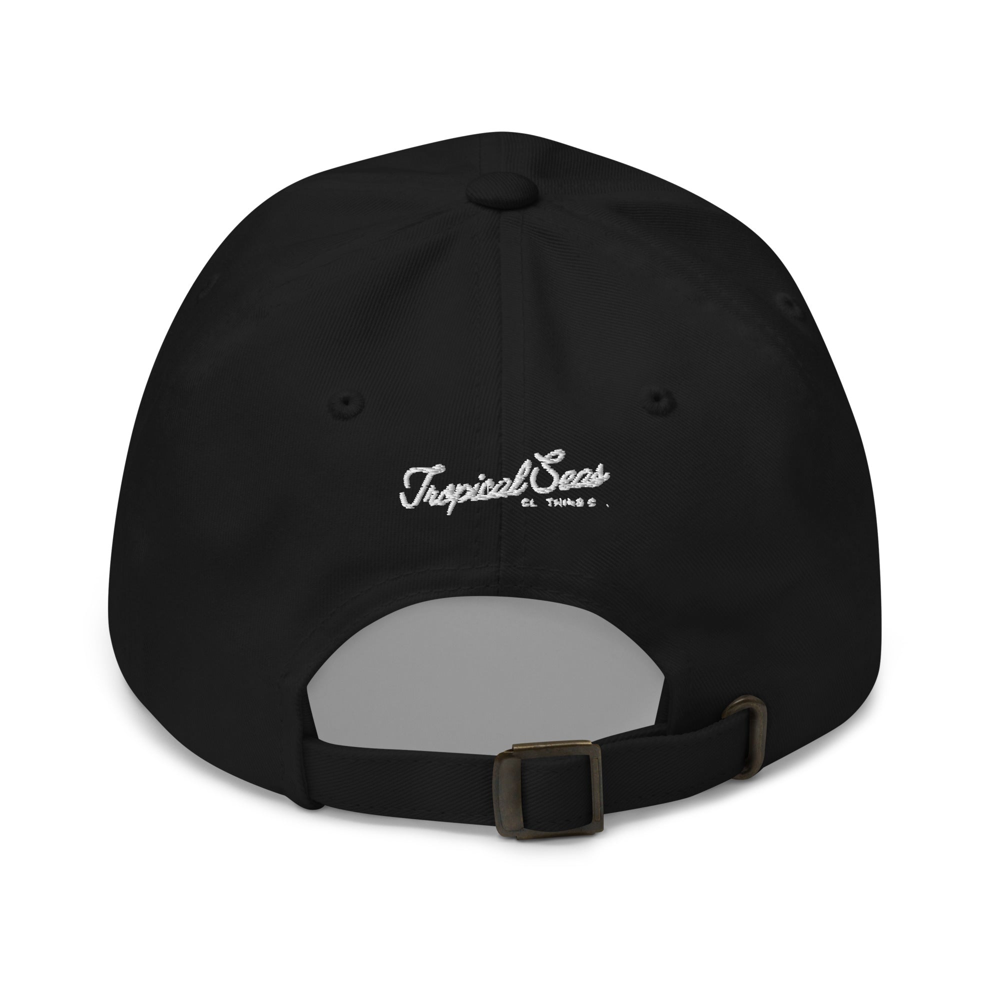 Black Embroidered Wave and Palm Dad Hat