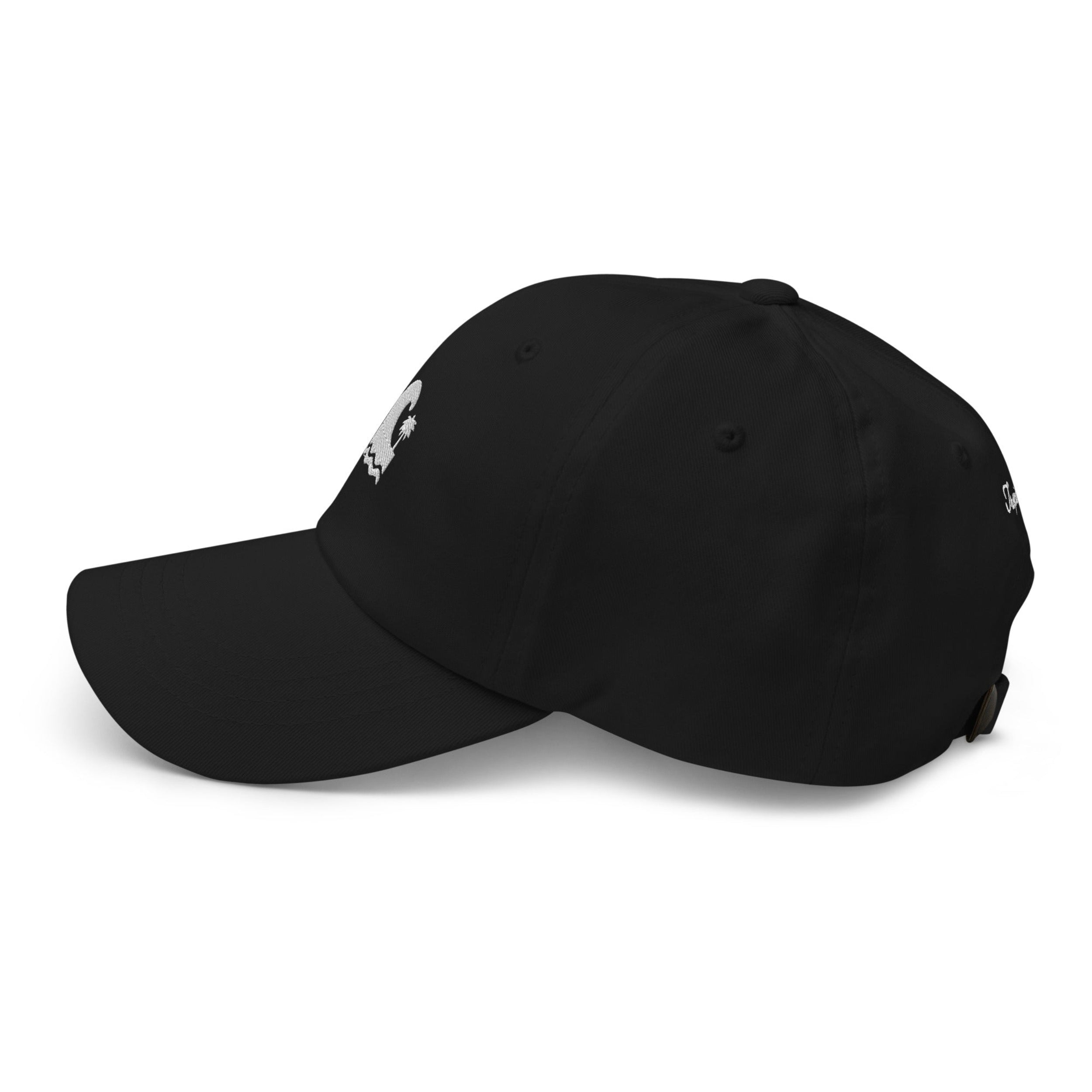Black Embroidered Wave and Palm Dad Hat