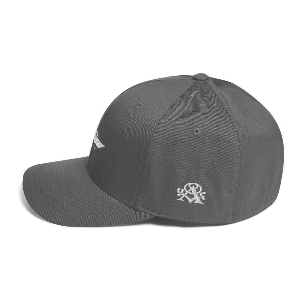 Gray cap with a logo on a white background