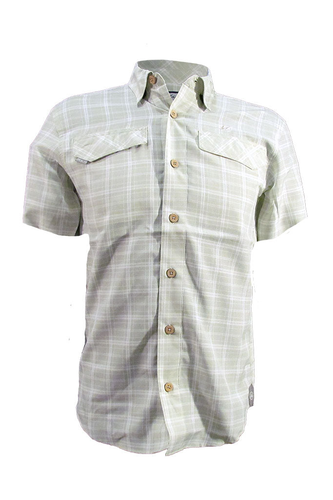 Plaid short-sleeve shirt on a white background