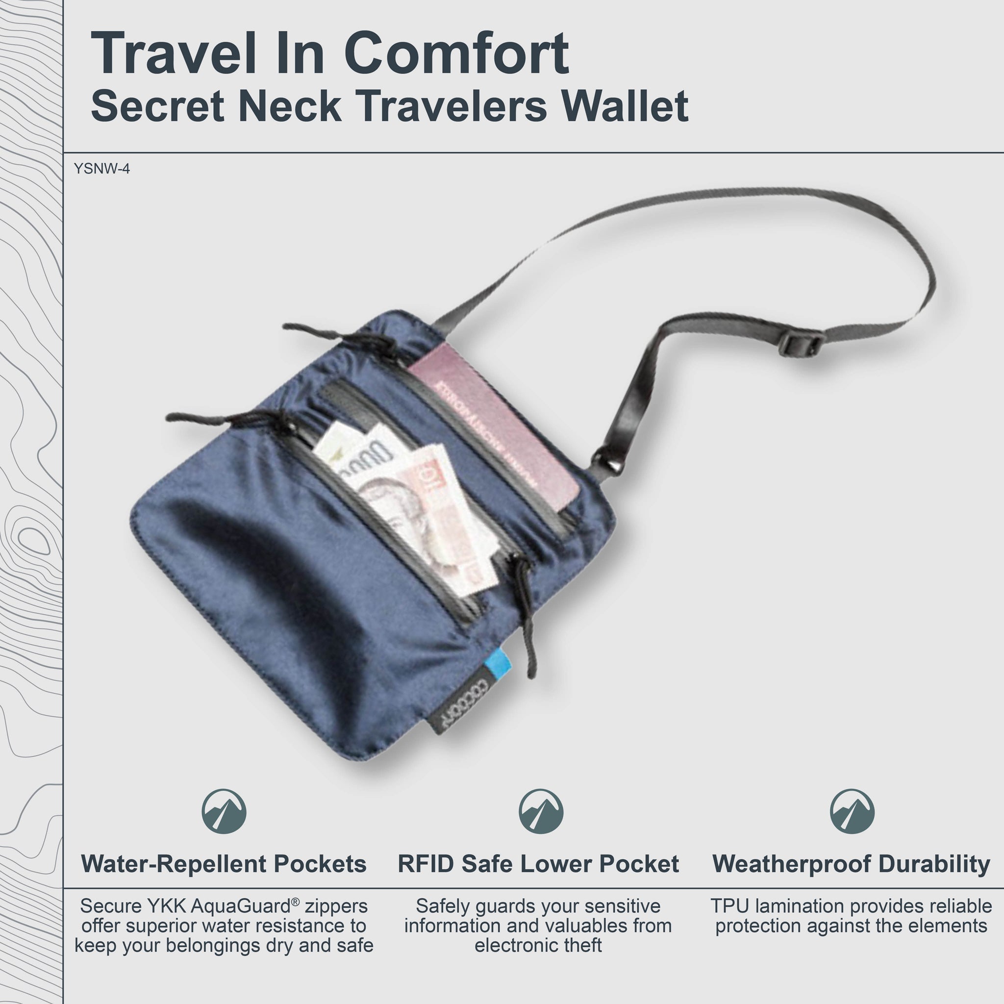 COCOON Secret Neck Wallet Monsoon Silk™ RFID