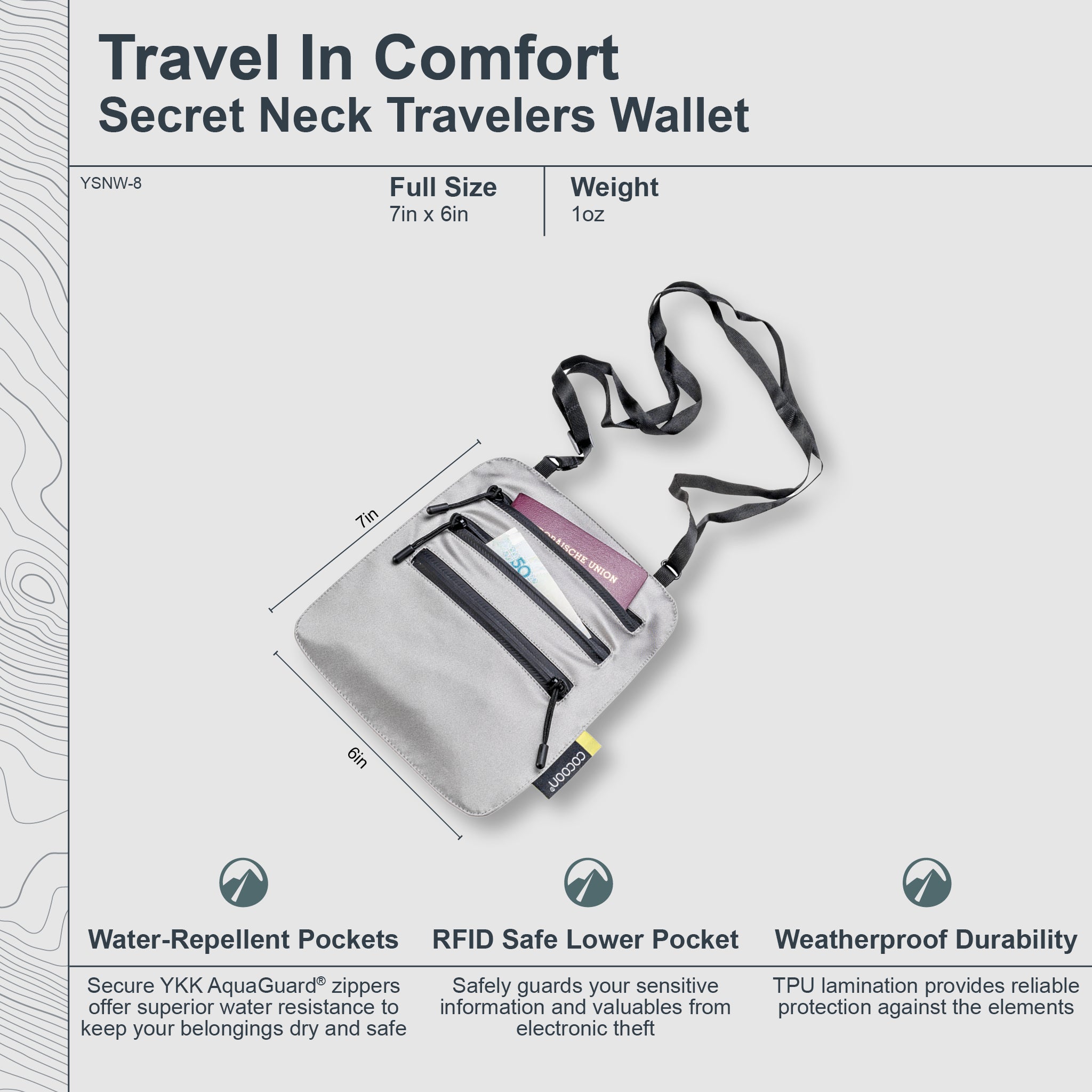 COCOON Secret Neck Wallet Monsoon Silk™ RFID