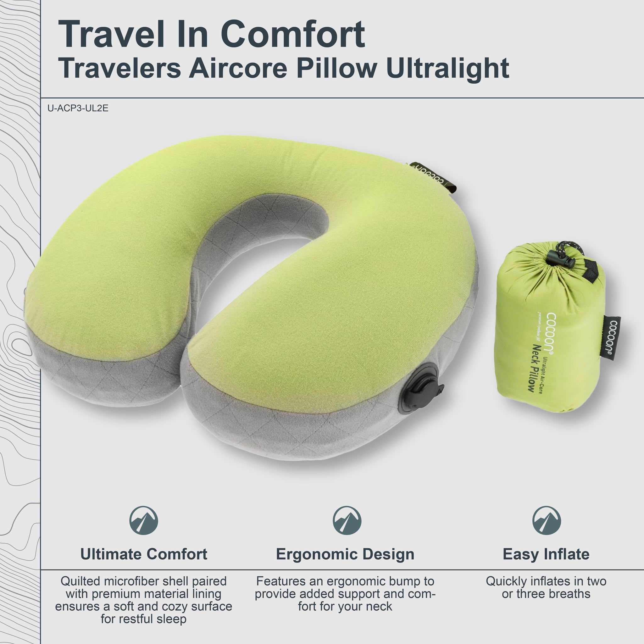 COCOON Ergo AirCore Pillow Ultralight U Shaped