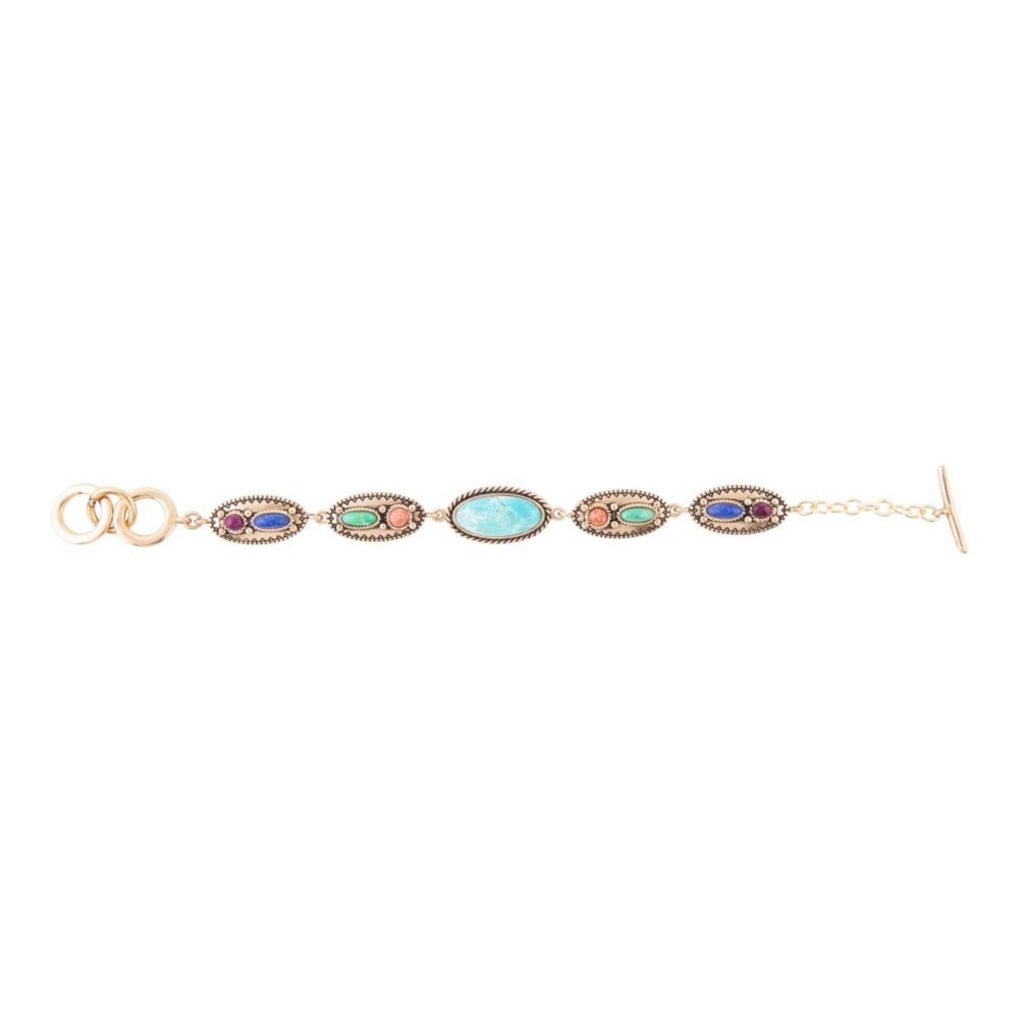 Bracelet with colorful gemstones on a white background