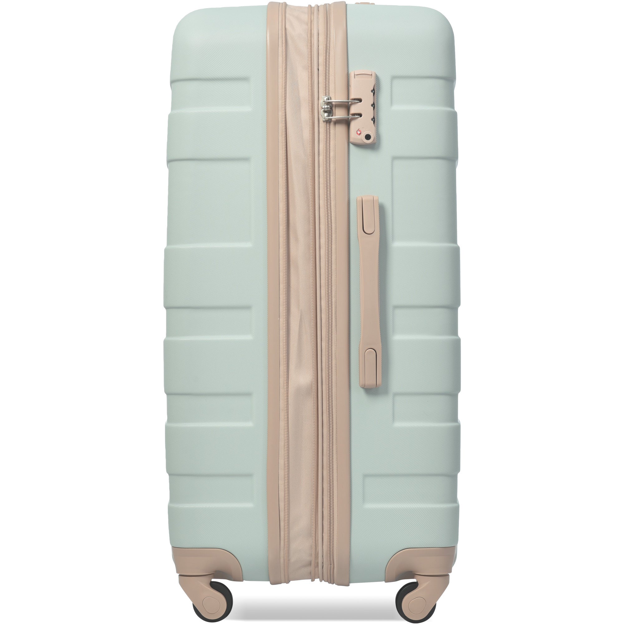 Green Four Piece Expandable ABS Durable Suitcase with Travel Bag