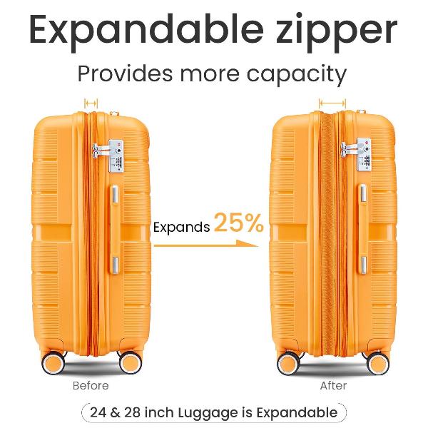 Luggage Sets 4 Piece(14/20/24/28) PP Lightweight & Durable Expandable