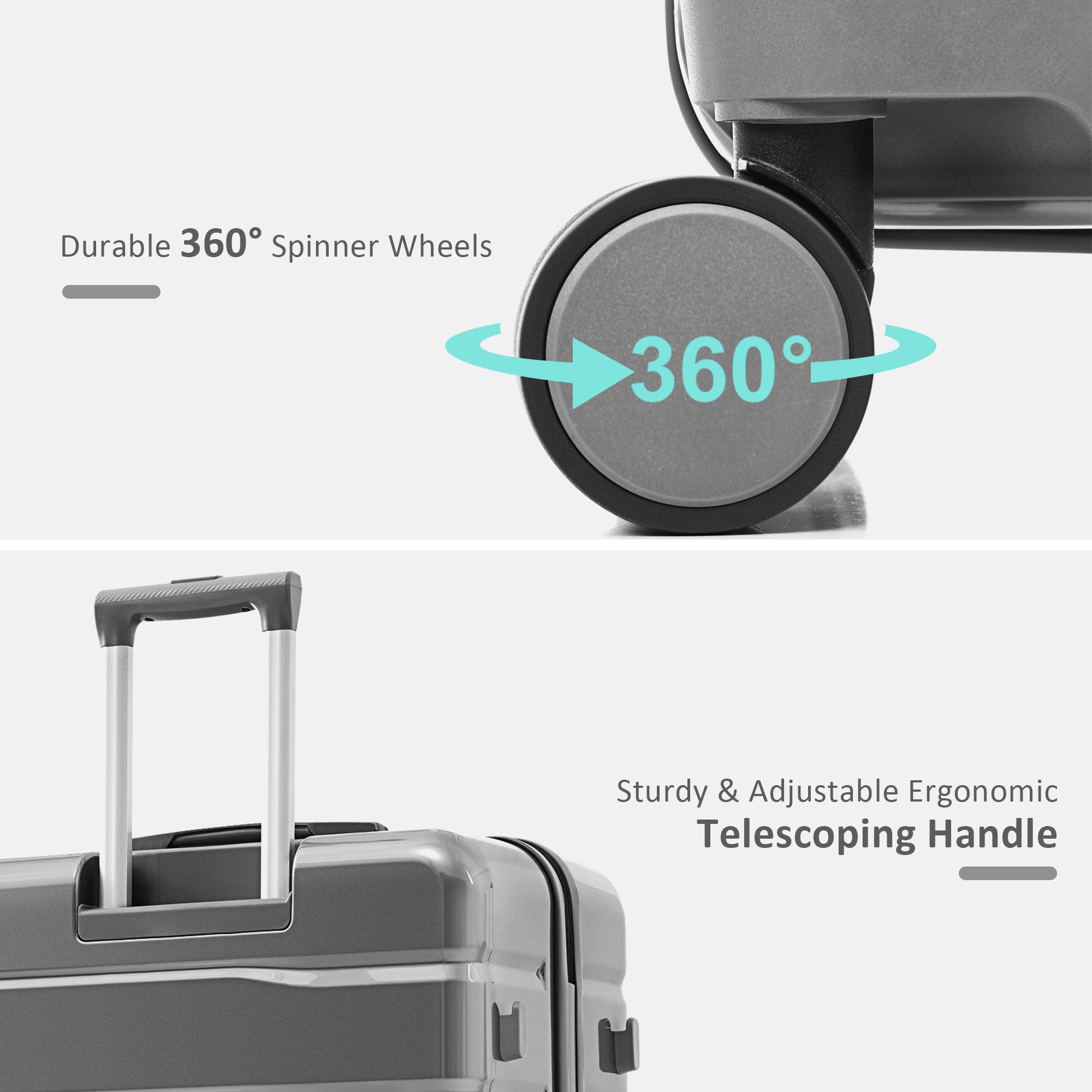 Gray Five Piece Luggage Set with Expandable Duffel Bag & Foldable Backpack