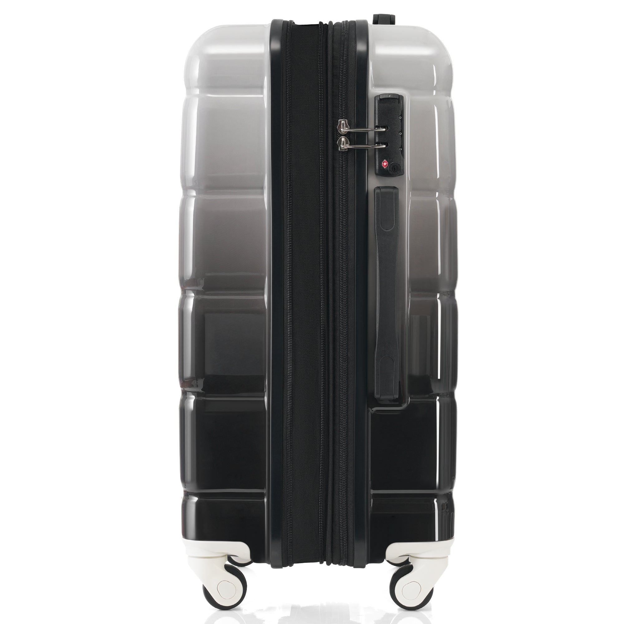 Black Airline Certified Carry-on Luggage with Cup Holder with Hard Shell Luggage with Spinner