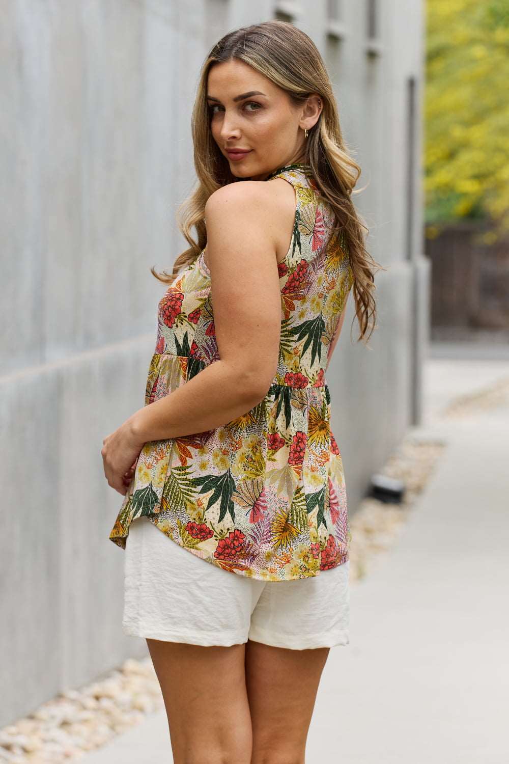 Be Stage Floral Halter Top in Green - Sun of the Beach Boutique