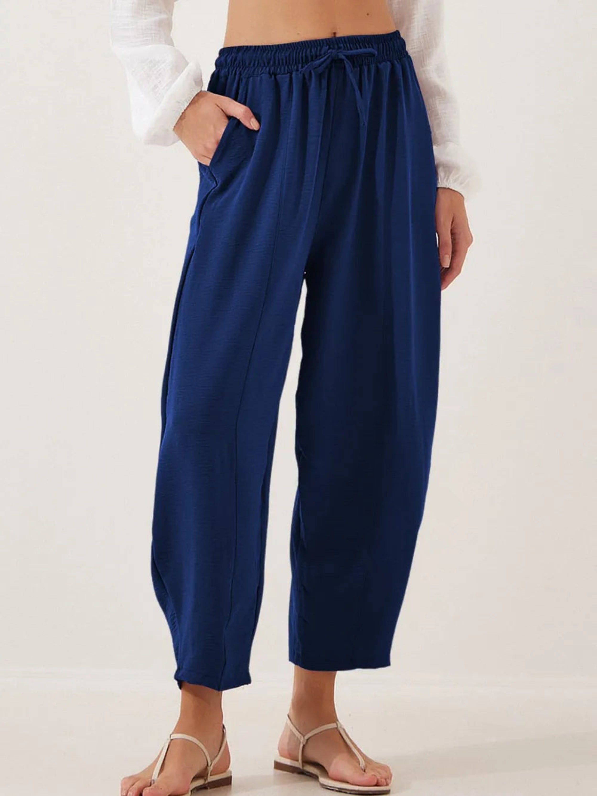Full Size Drawstring Cropped Jogger Pants